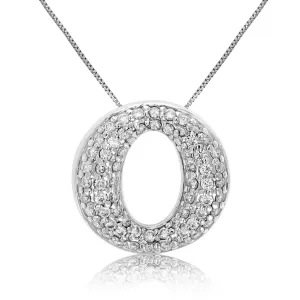 1 cttw Diamond Circle Composite Pendant Necklace 14K White Gold with Chain