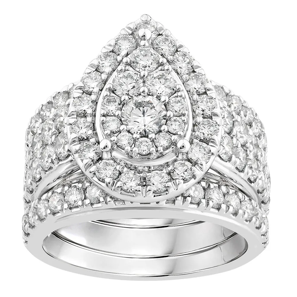 10ct White Gold Luminesce Lab Grown 3 Carats Diamond Rings Set Shiels