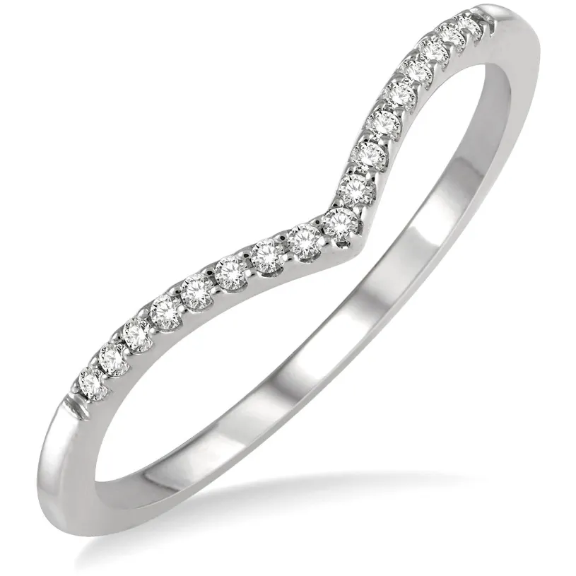 10k White Gold Diamond Pointed Stackable Ring