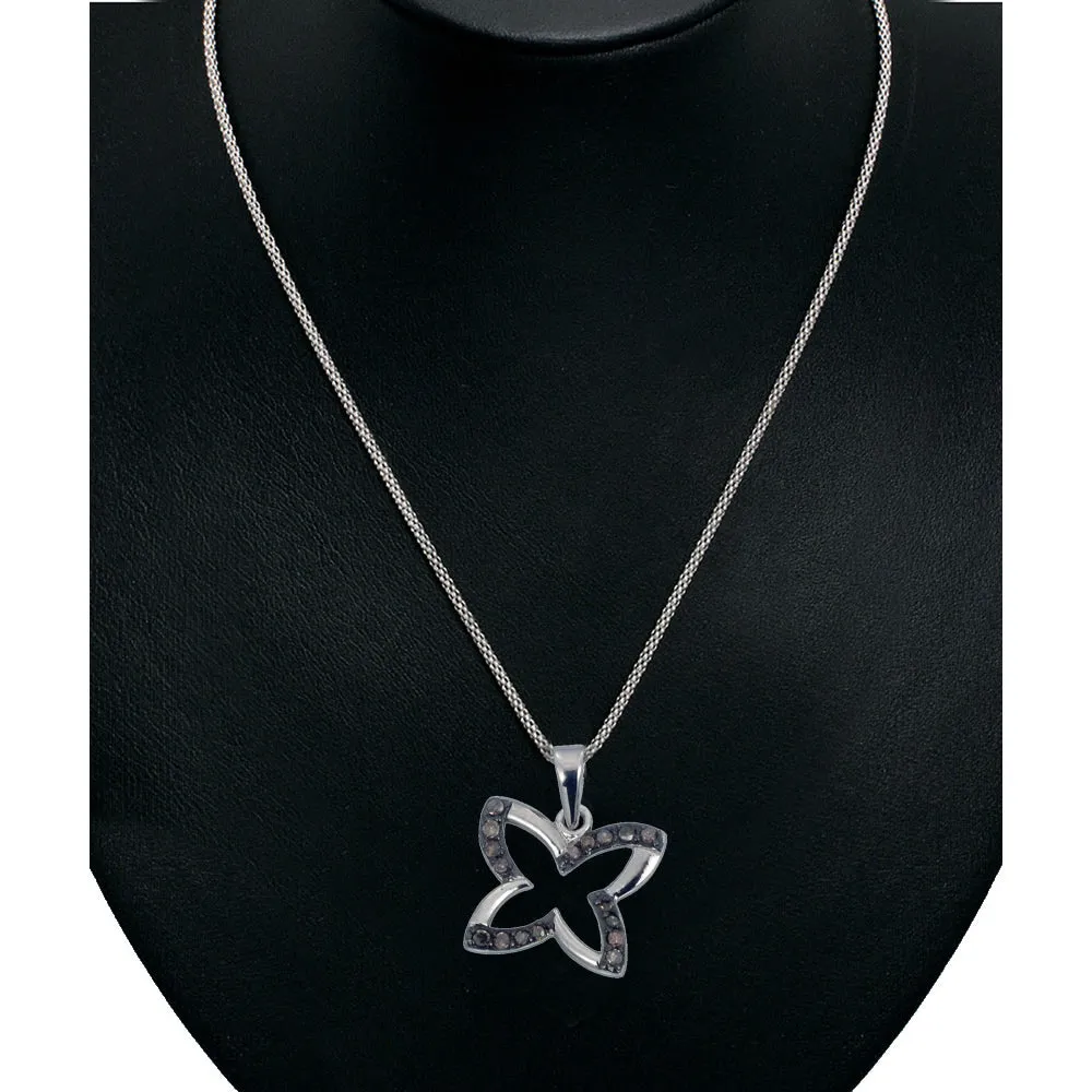 1/4 cttw Champagne Diamond Pendant Necklace .925 Sterling Silver With Rhodium