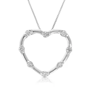 1/4 cttw Diamond Heart Pendant Necklace 10K White Gold with 18 Inch Chain