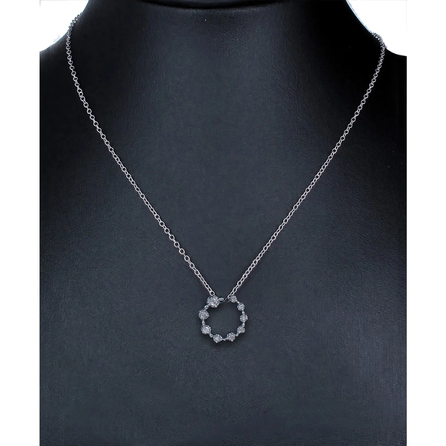 1/4 cttw Diamond Journey Circle Pendant Necklace 14K White Gold with Chain