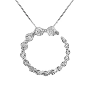 1/4 cttw Diamond Journey Circle Pendant Necklace 14K White Gold with Chain