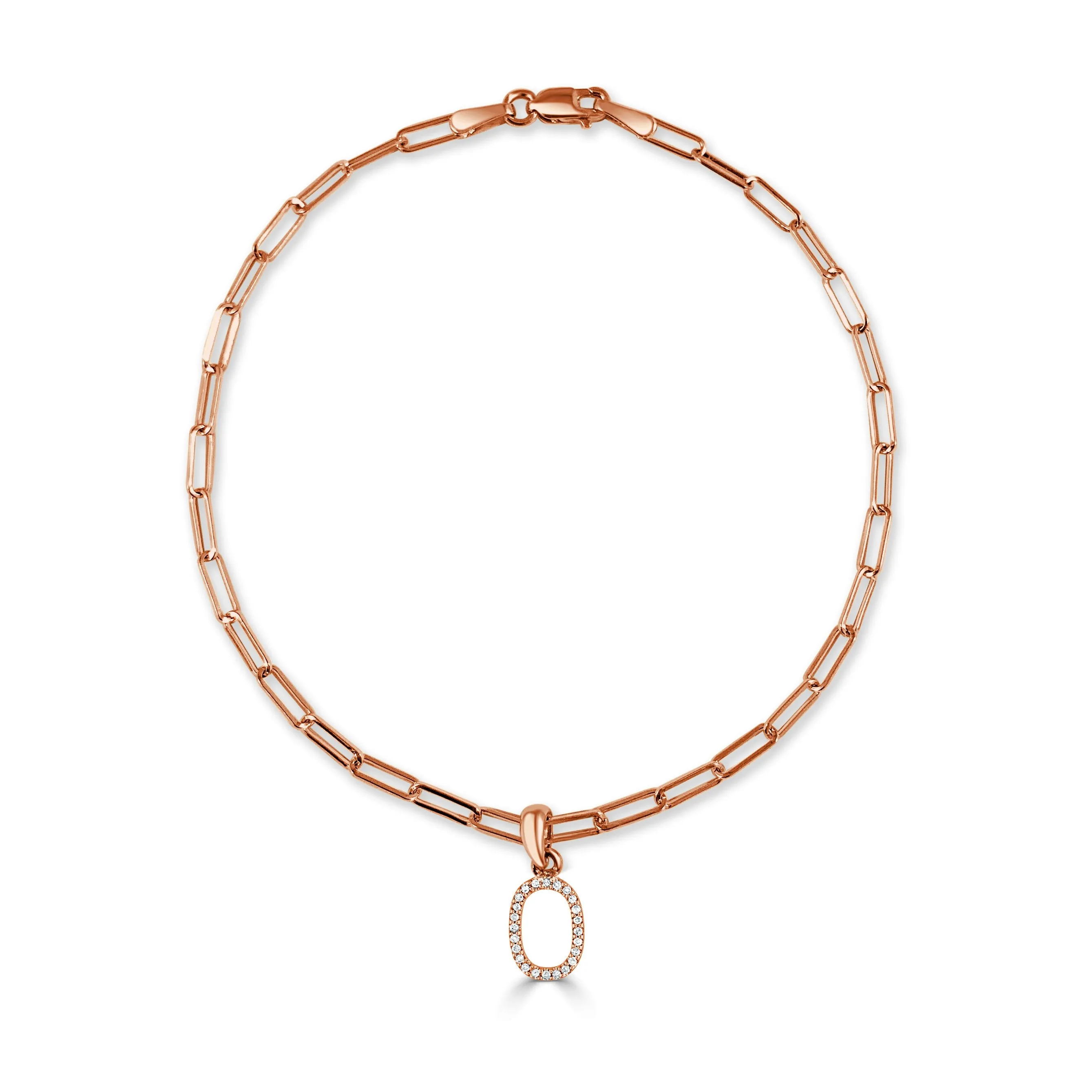 14k Rose Gold & Diamond Initial Link Bracelet