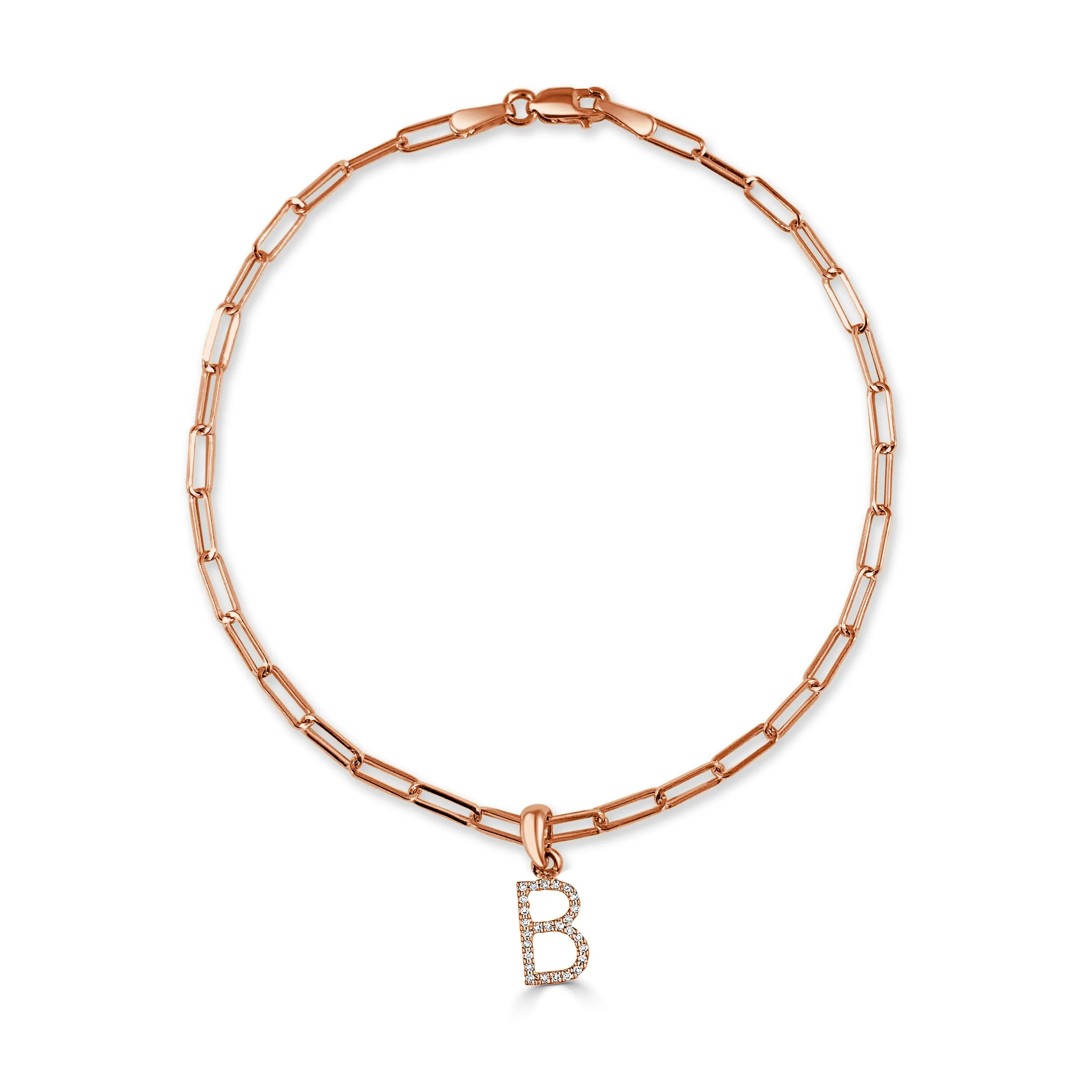 14k Rose Gold & Diamond Initial Link Bracelet