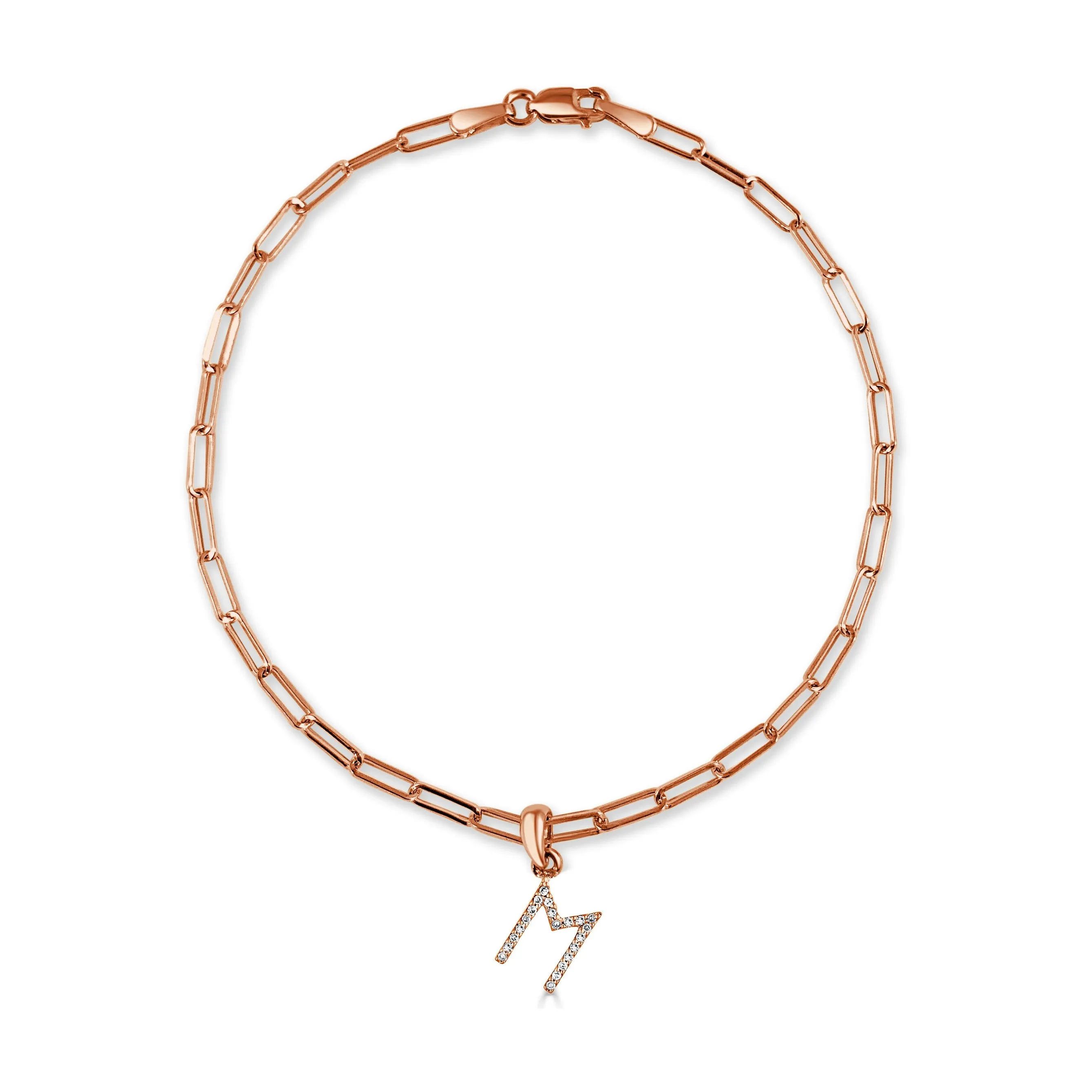 14k Rose Gold & Diamond Initial Link Bracelet