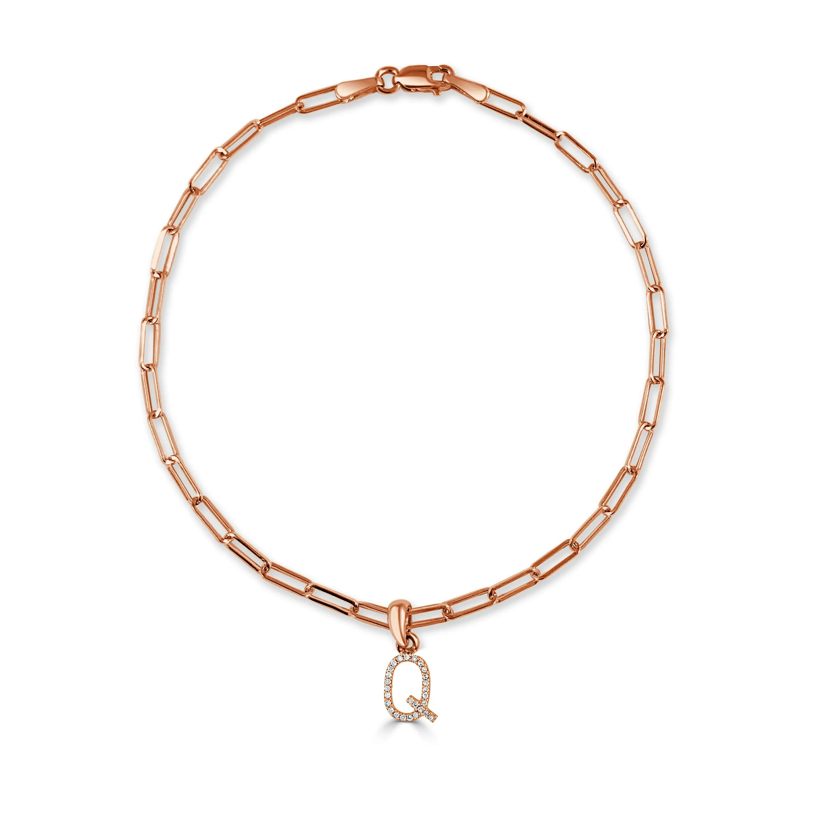 14k Rose Gold & Diamond Initial Link Bracelet