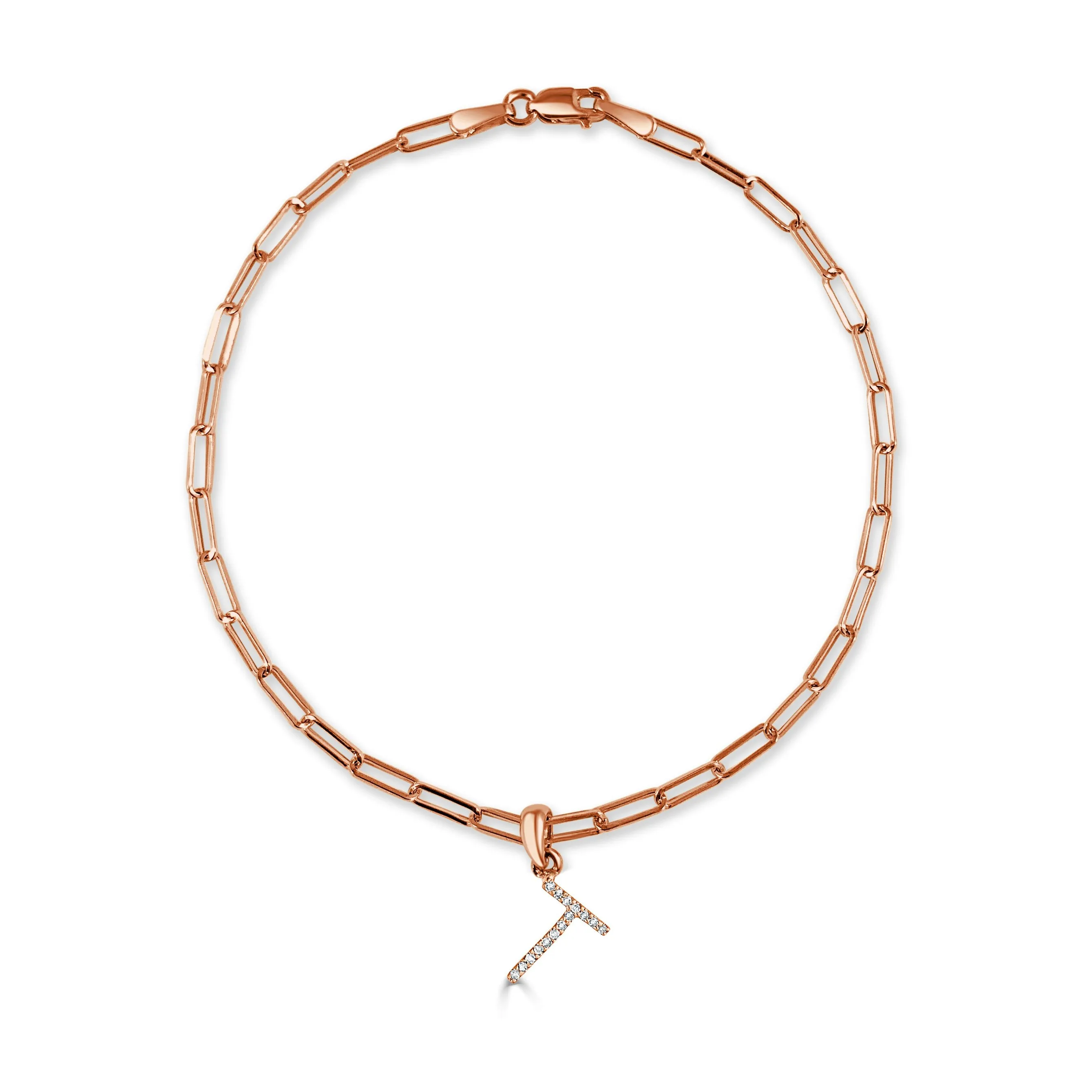 14k Rose Gold & Diamond Initial Link Bracelet