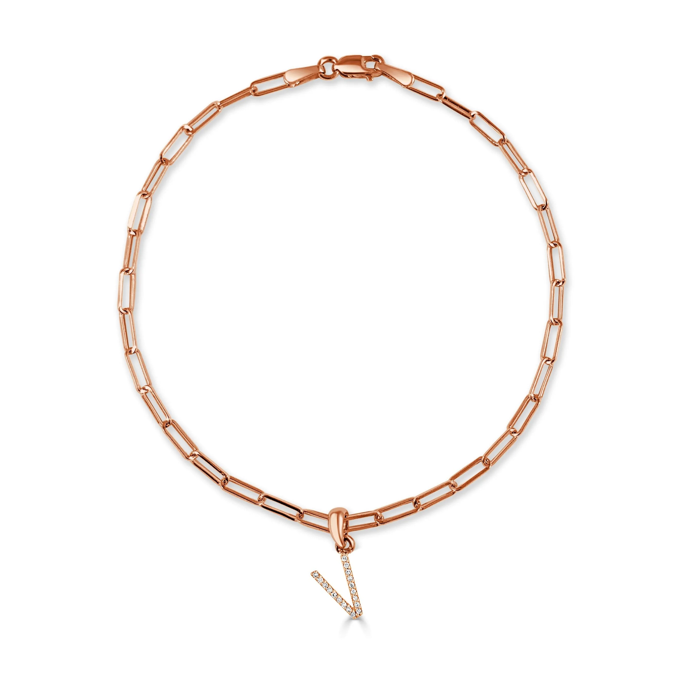 14k Rose Gold & Diamond Initial Link Bracelet