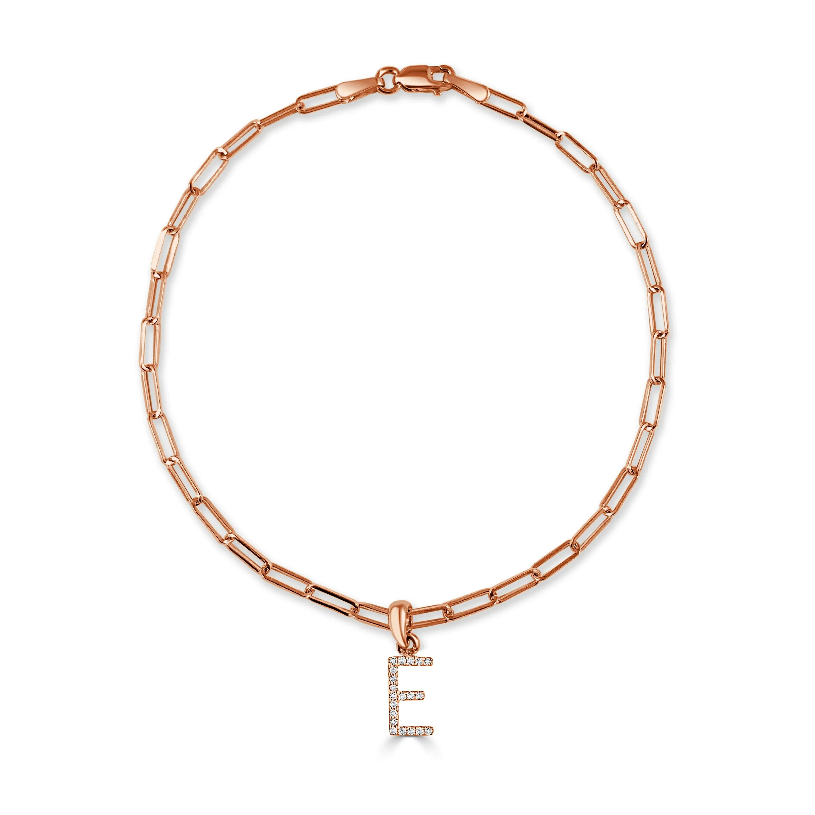 14k Rose Gold & Diamond Initial Link Bracelet