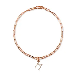 14k Rose Gold & Diamond Initial Link Bracelet