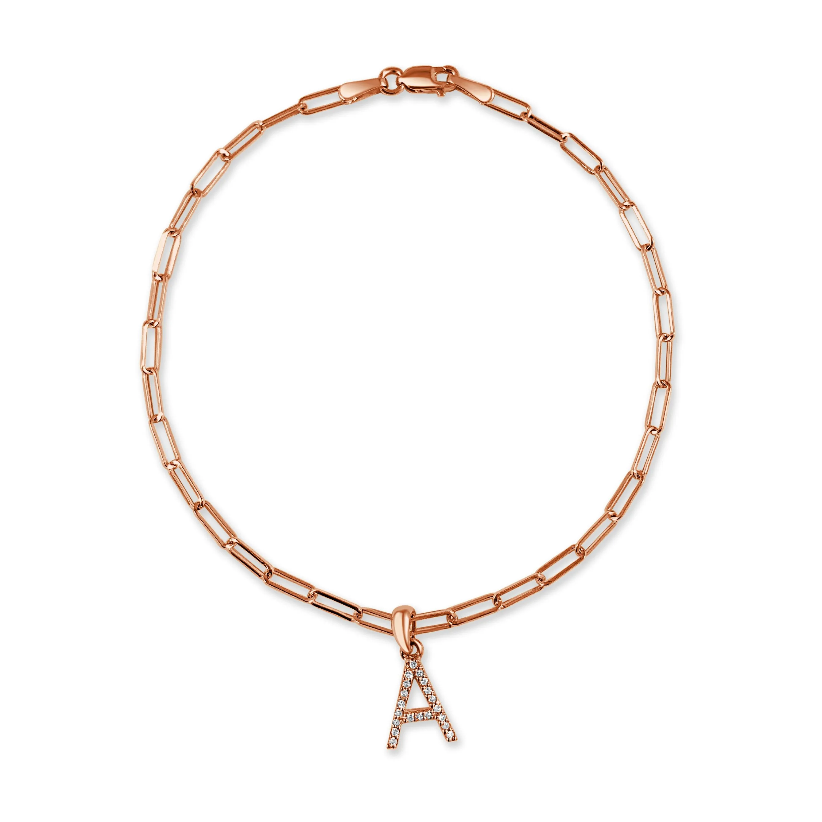 14k Rose Gold & Diamond Initial Link Bracelet