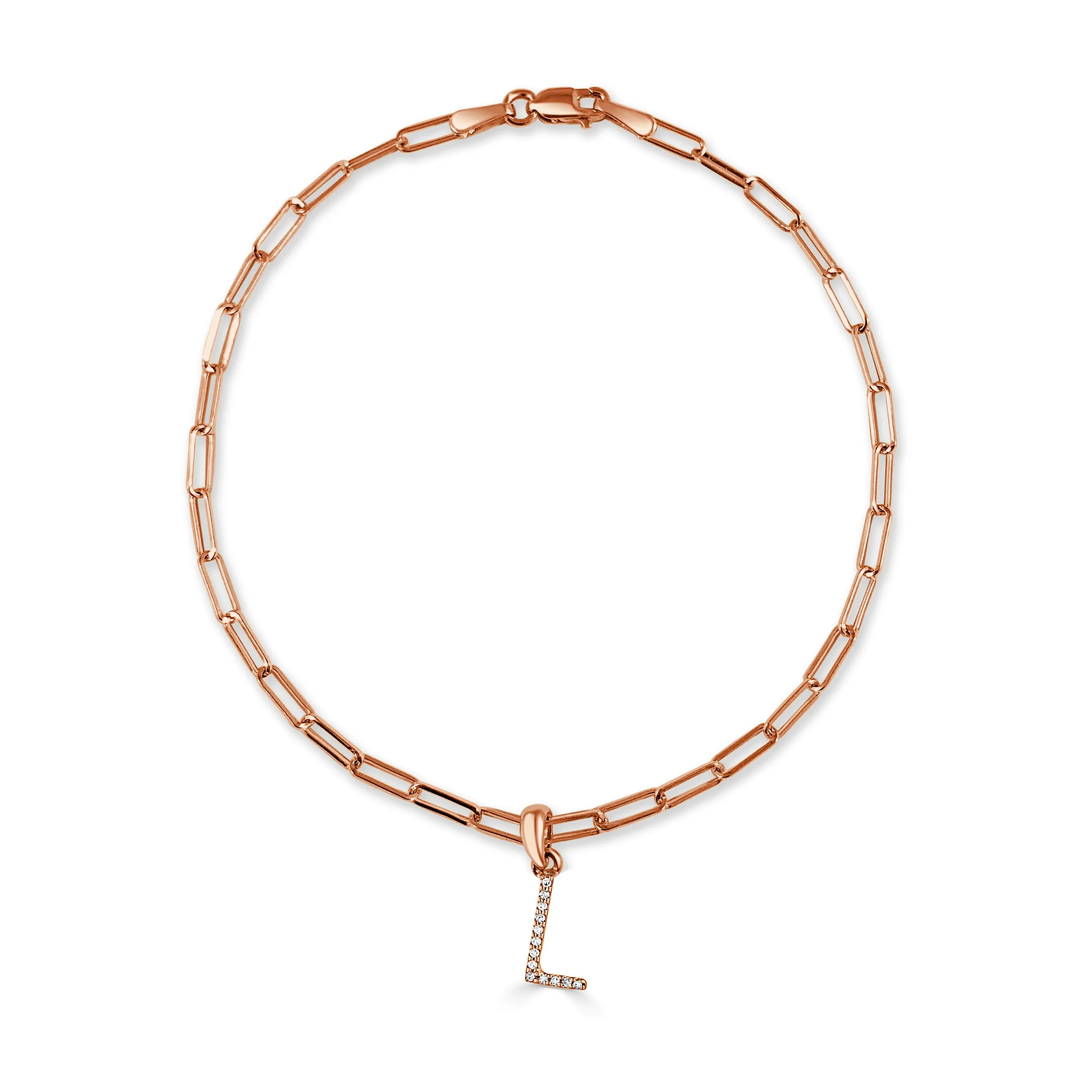 14k Rose Gold & Diamond Initial Link Bracelet