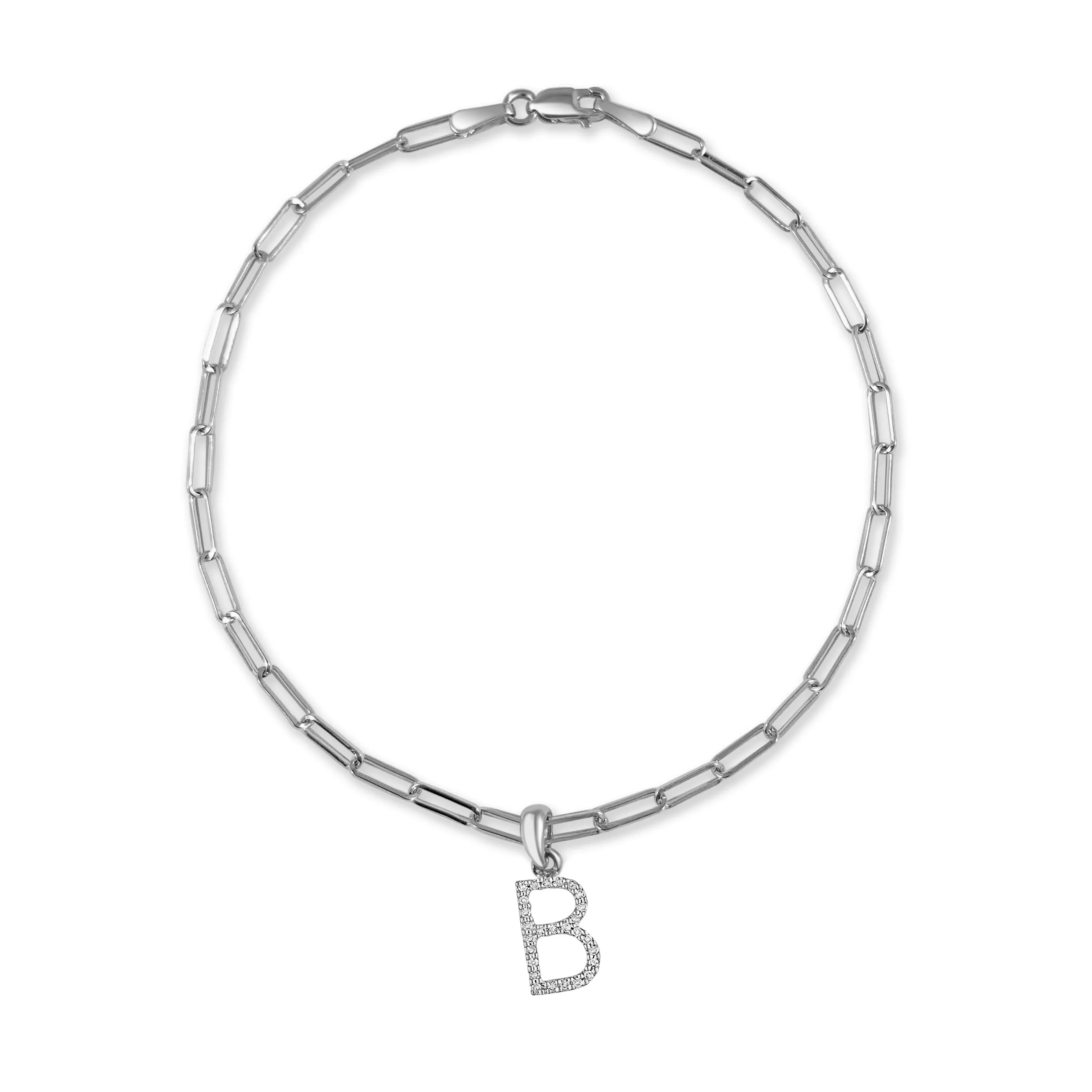 14k Rose Gold & Diamond Initial Link Bracelet