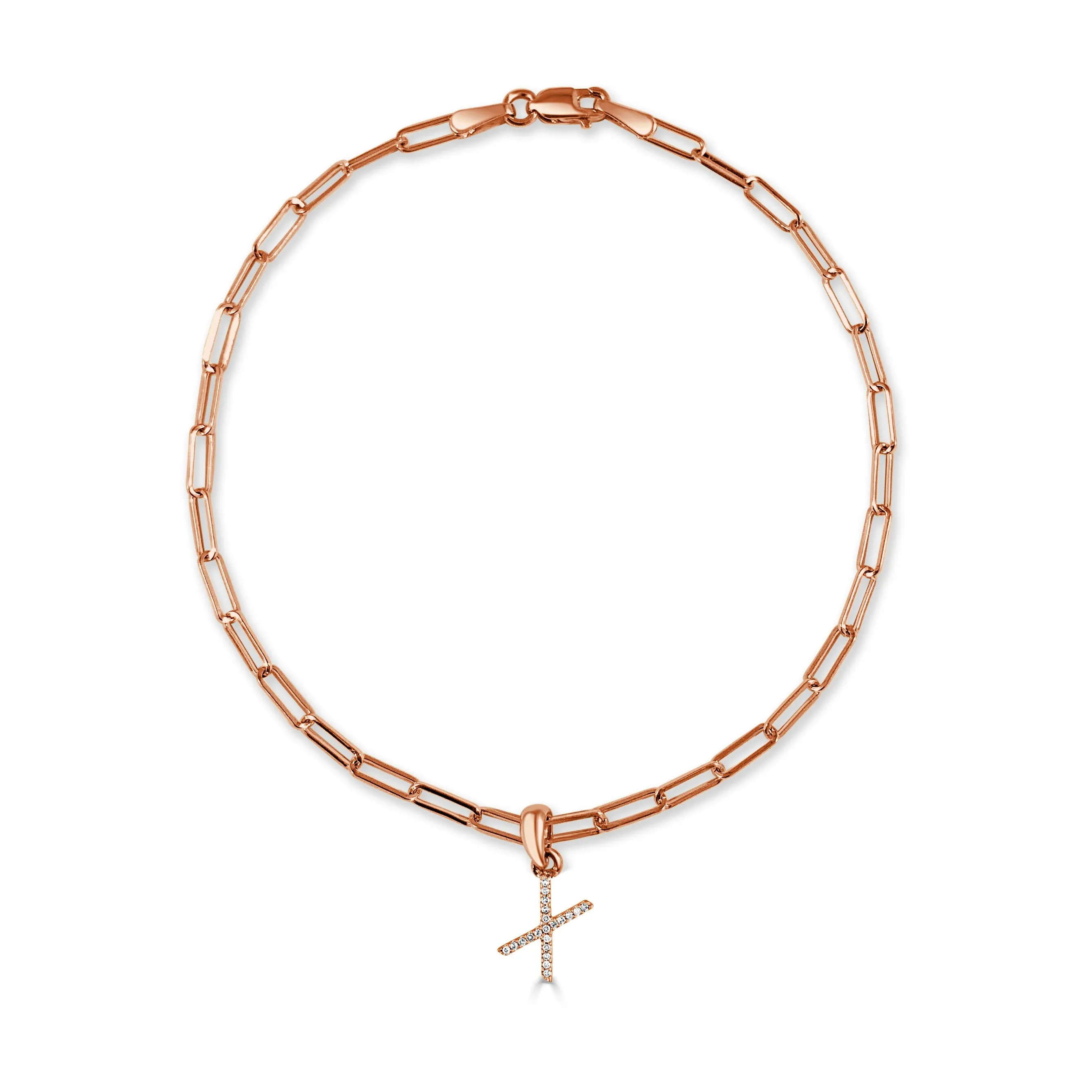14k Rose Gold & Diamond Initial Link Bracelet