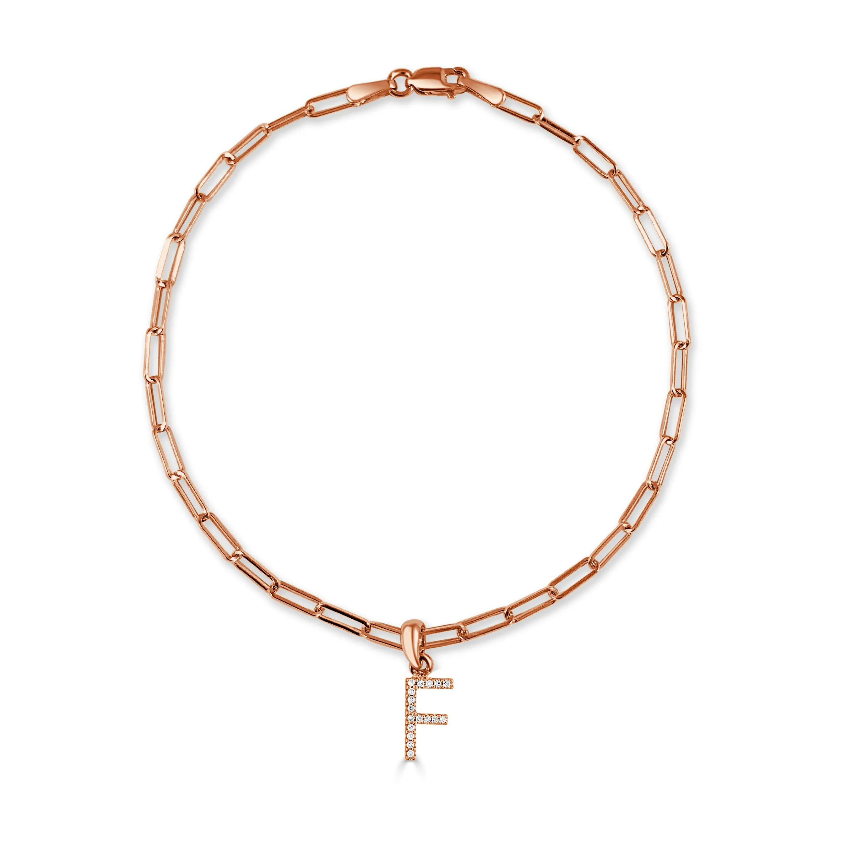 14k Rose Gold & Diamond Initial Link Bracelet