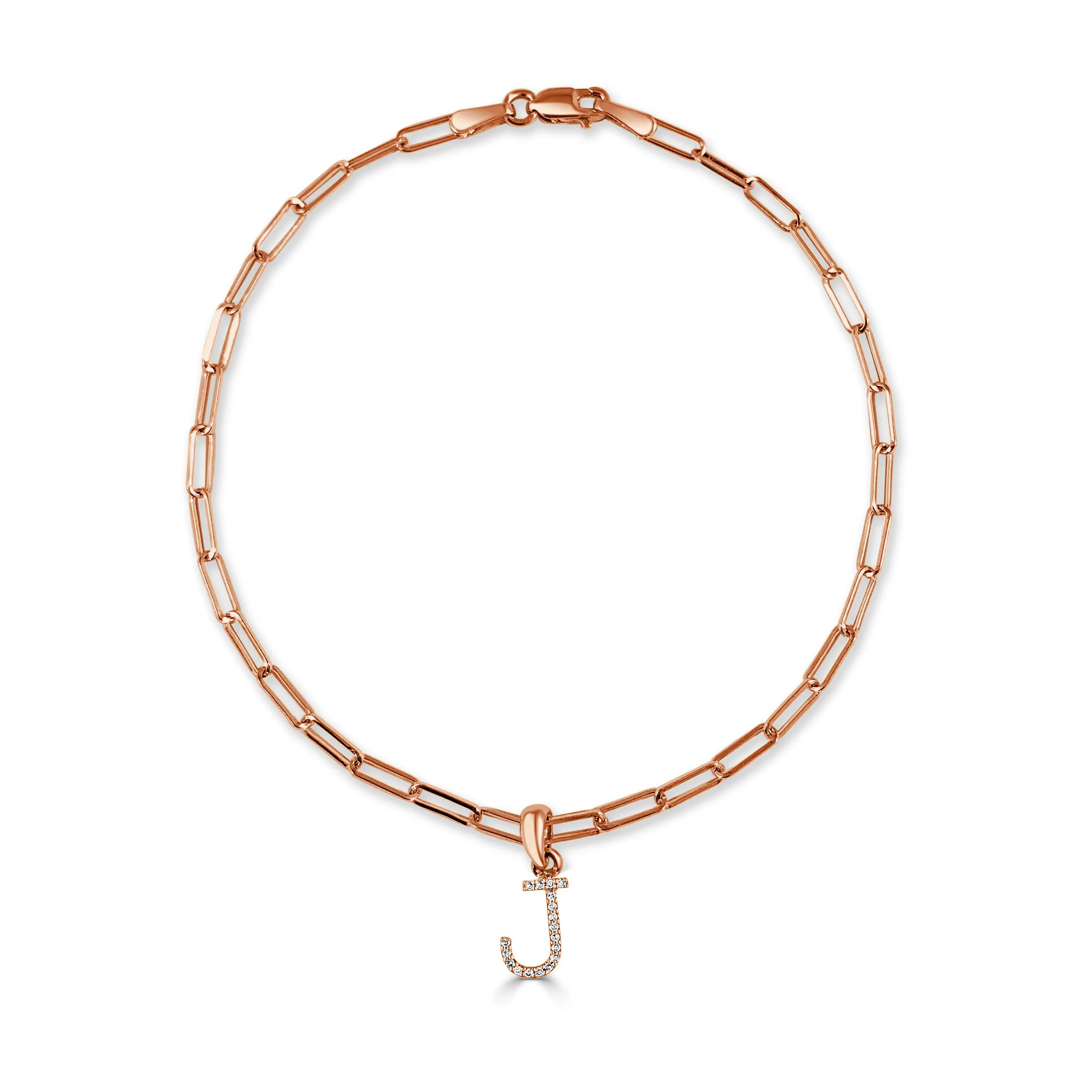 14k Rose Gold & Diamond Initial Link Bracelet