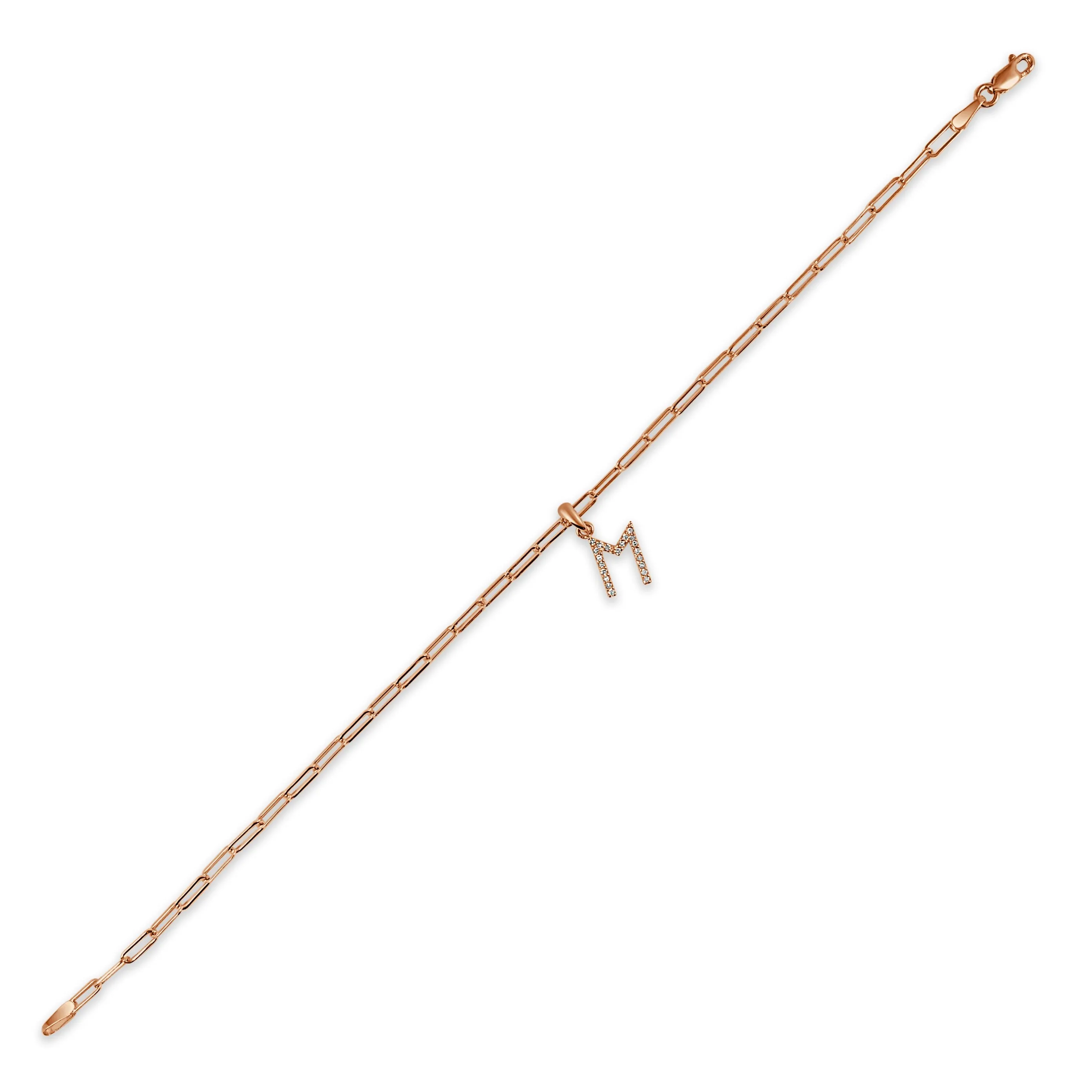 14k Rose Gold & Diamond Initial Link Bracelet