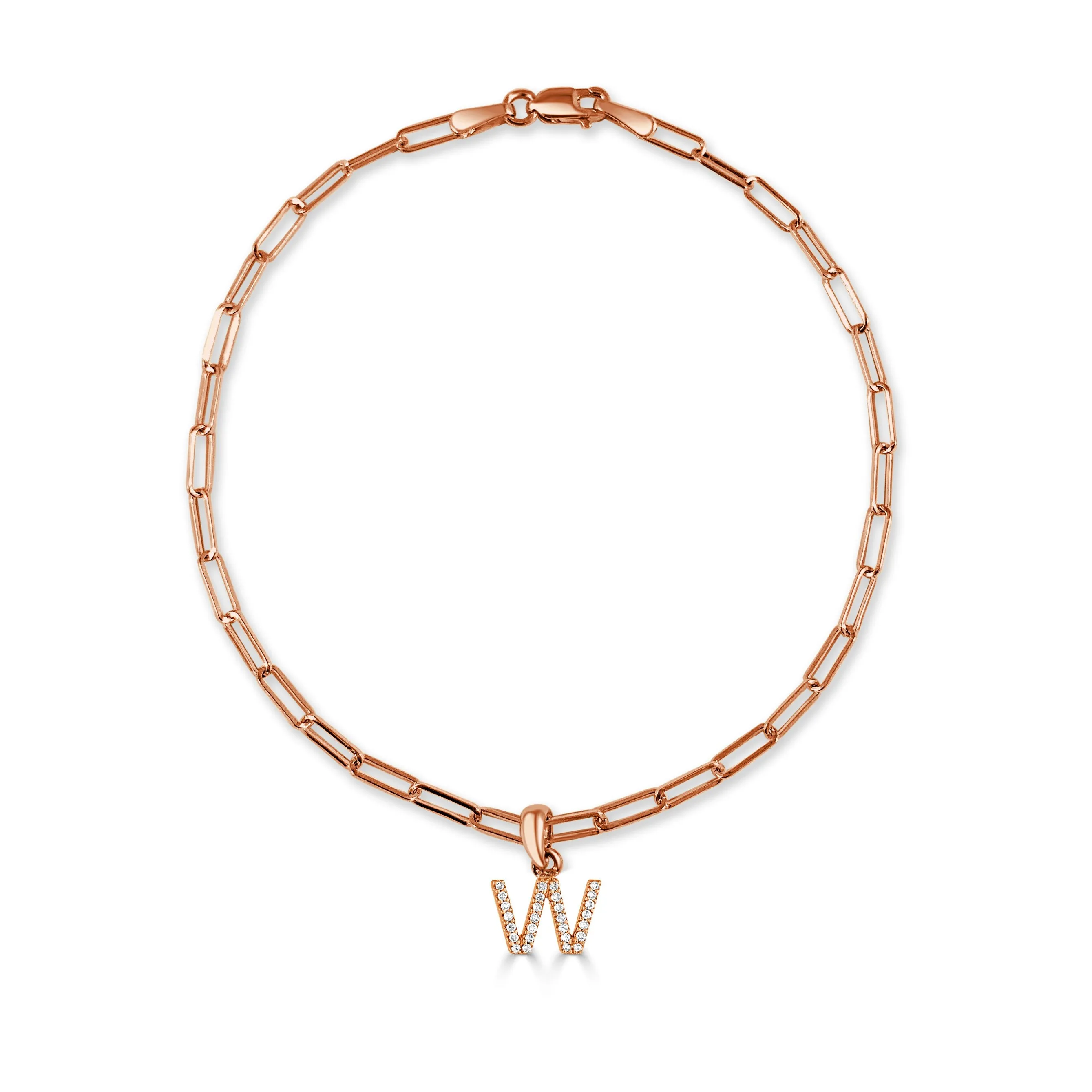 14k Rose Gold & Diamond Initial Link Bracelet