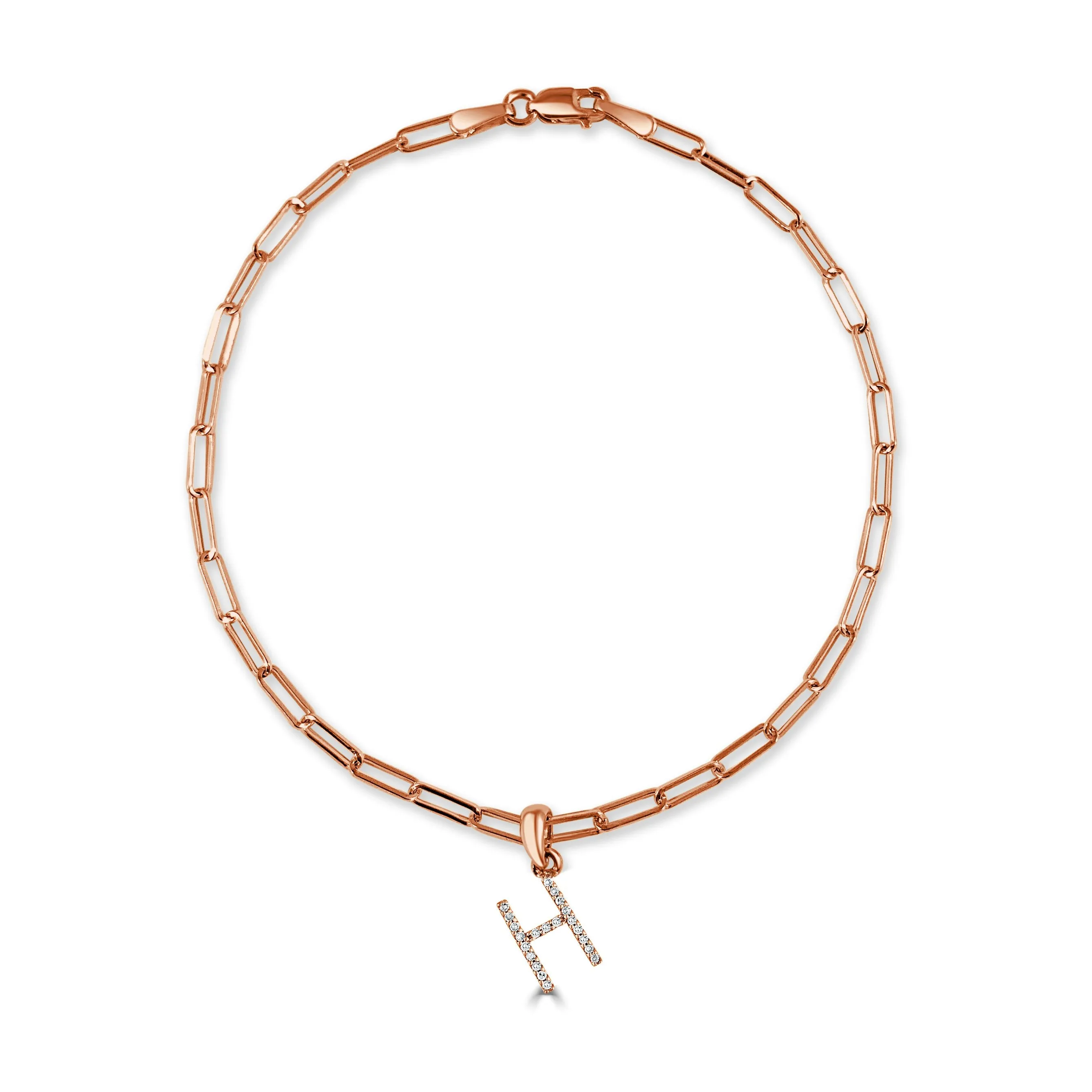 14k Rose Gold & Diamond Initial Link Bracelet