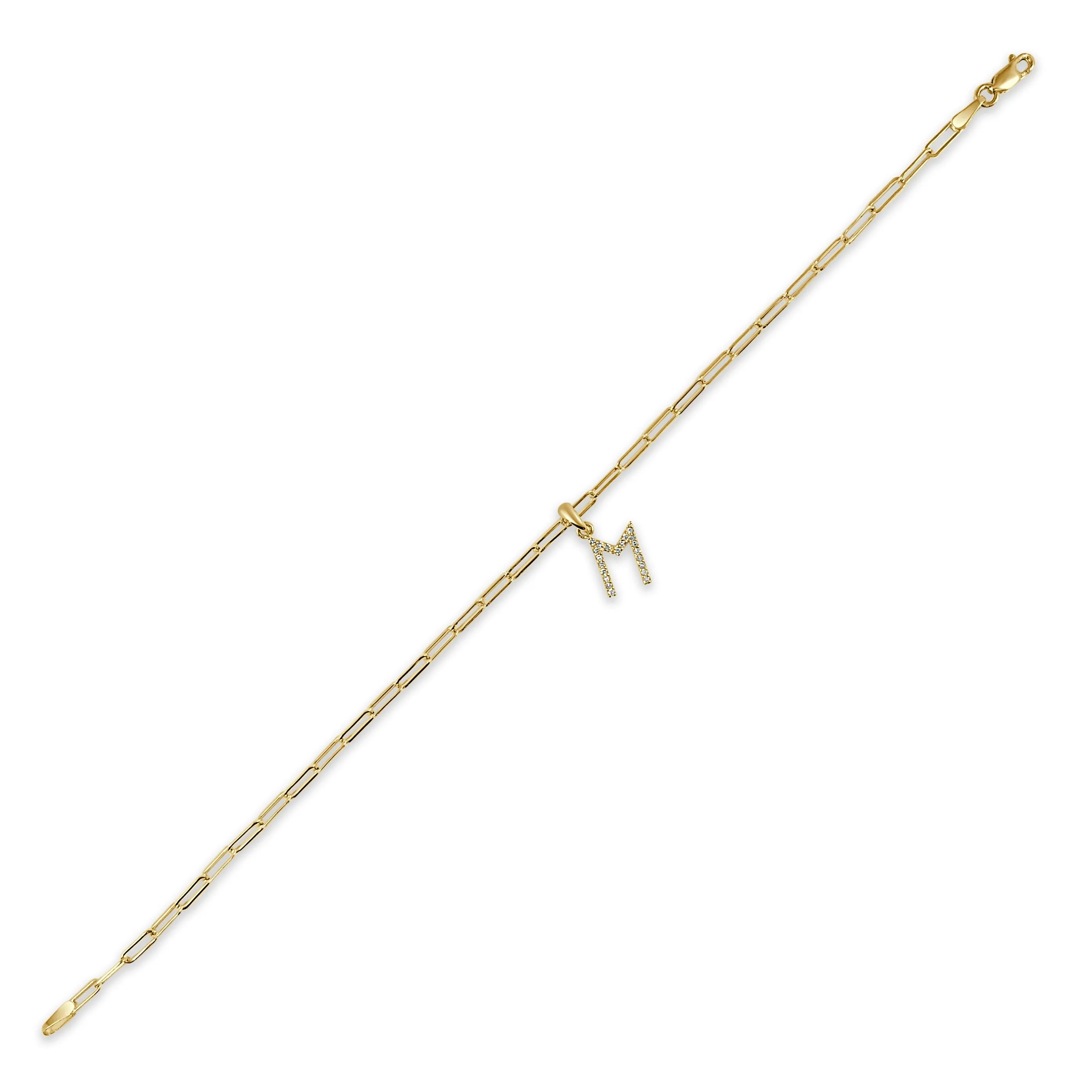 14k Rose Gold & Diamond Initial Link Bracelet