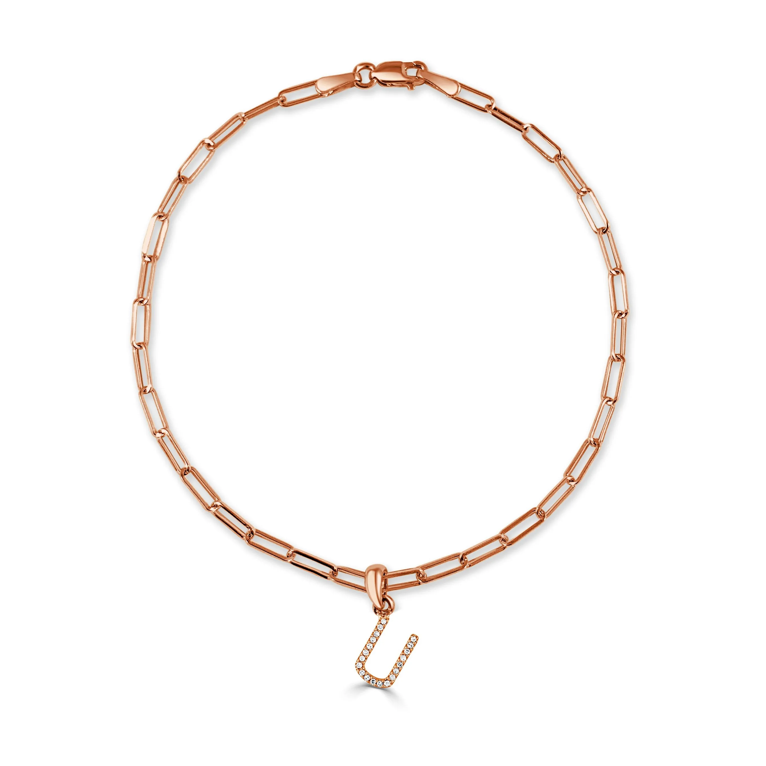 14k Rose Gold & Diamond Initial Link Bracelet