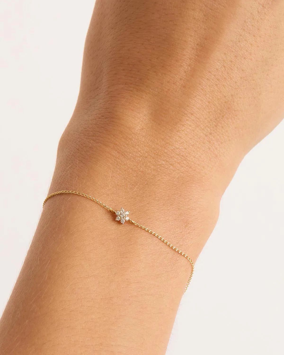 14k Solid Gold Crystal Lotus Flower Bracelet Bycharlotte
