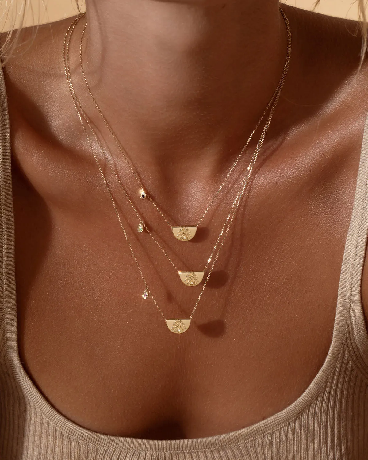 14k Solid Gold Lotus Birthstone Diamond Necklace - September - Sapphire Bycharlotte