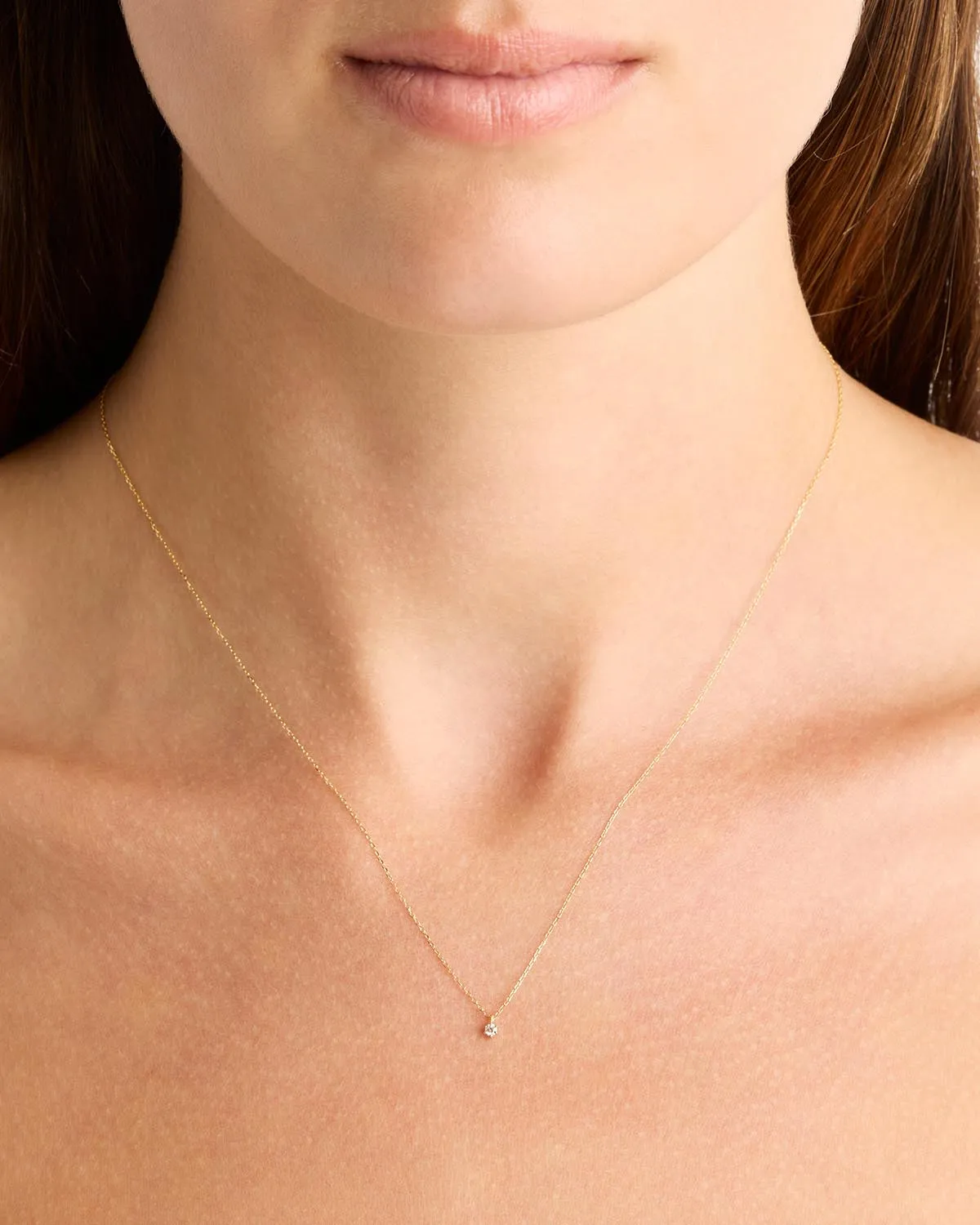14k Solid Gold Sweet Droplet Diamond Necklace Bycharlotte