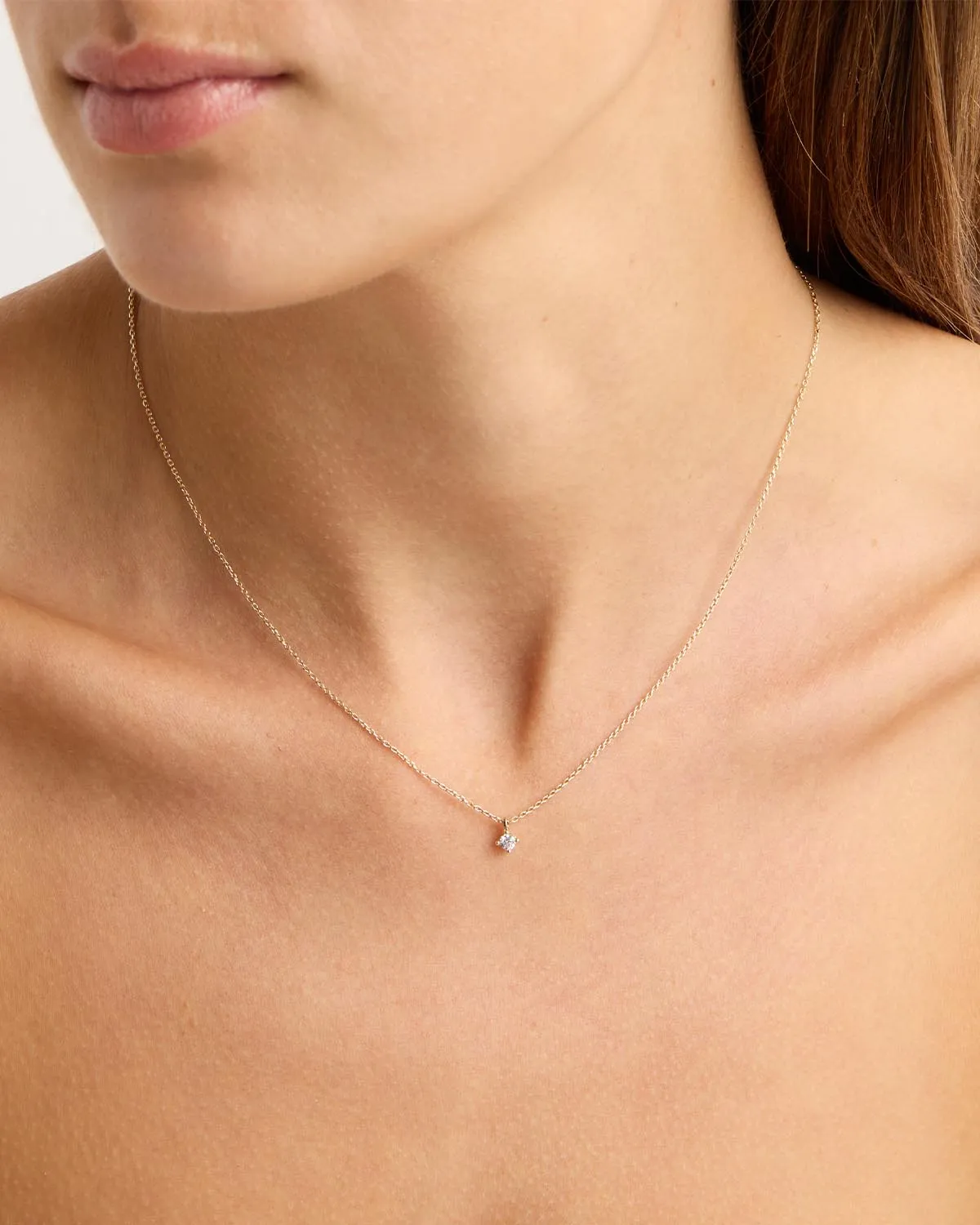 14k Solid Gold Water Drop Diamond Necklace Bycharlotte