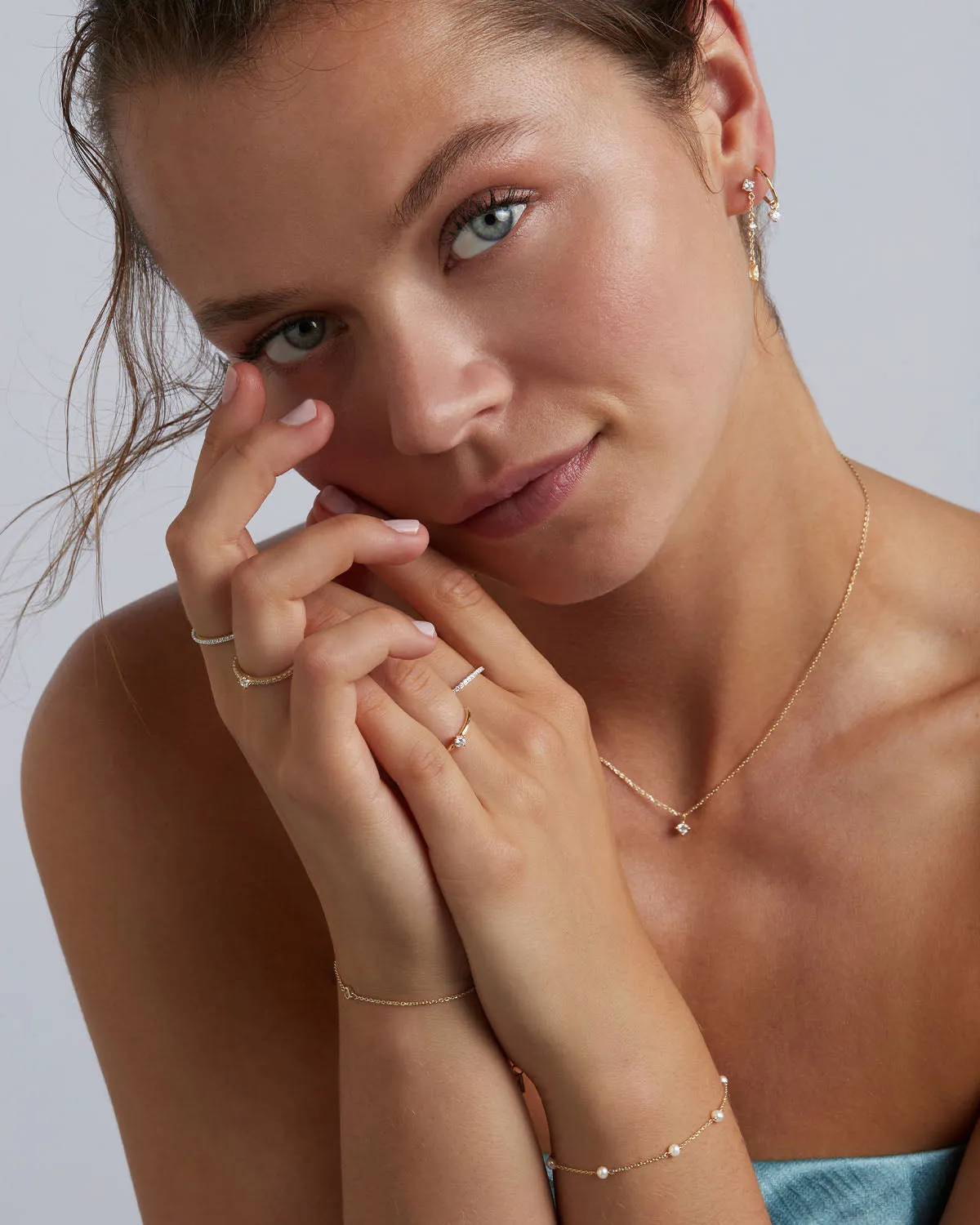 14k Solid Gold Water Drop Diamond Necklace Bycharlotte