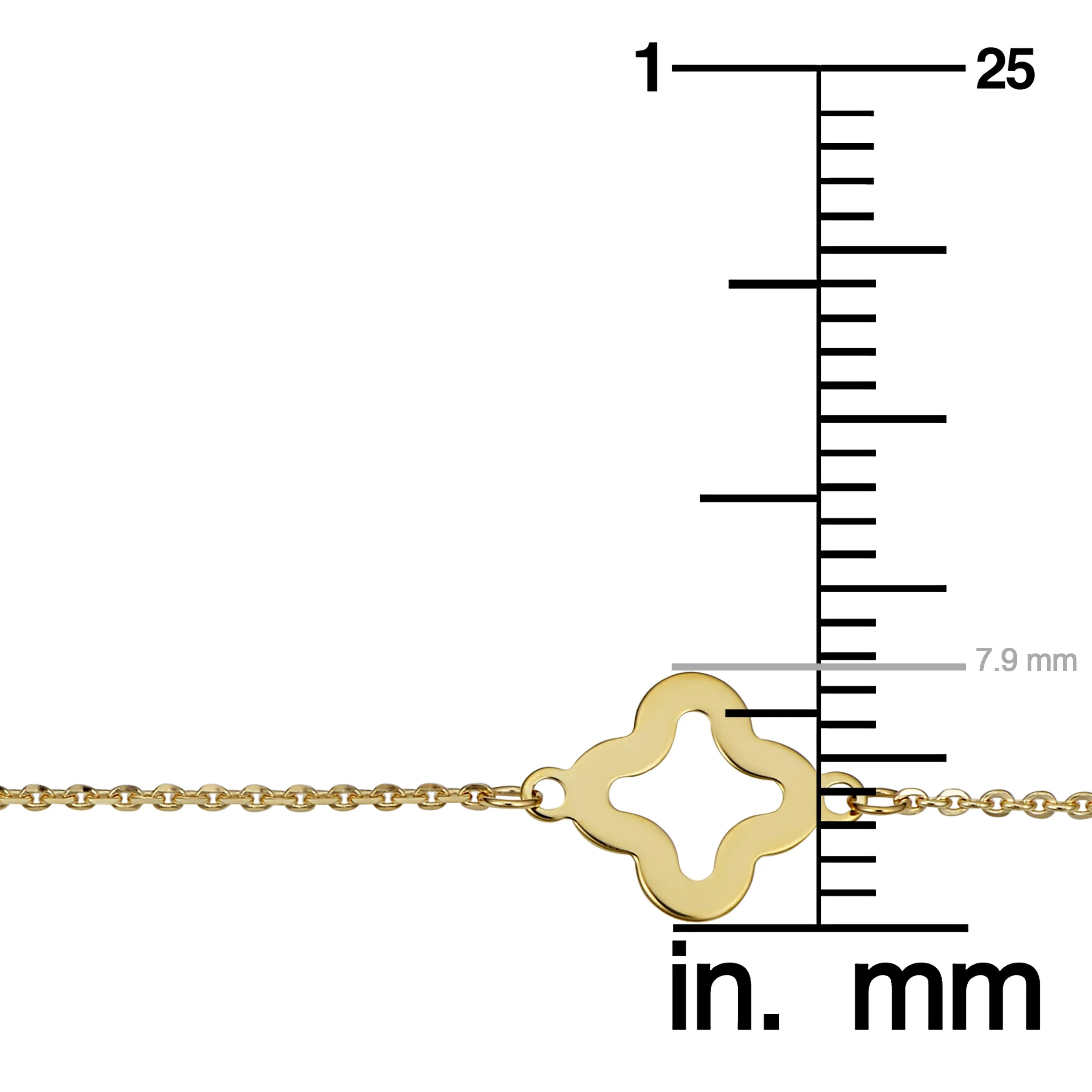 14k Yellow Gold 7.9mm Clover Flower Bracelet (7.5 inch)