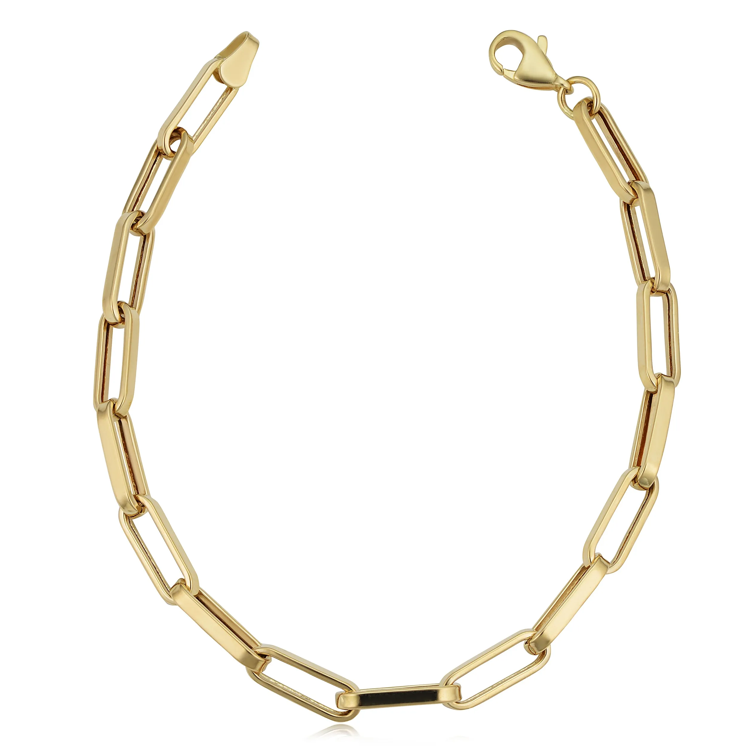 14k Yellow Gold Paperclip Chain Bracelet (4.4 mm, 7.5 inch)