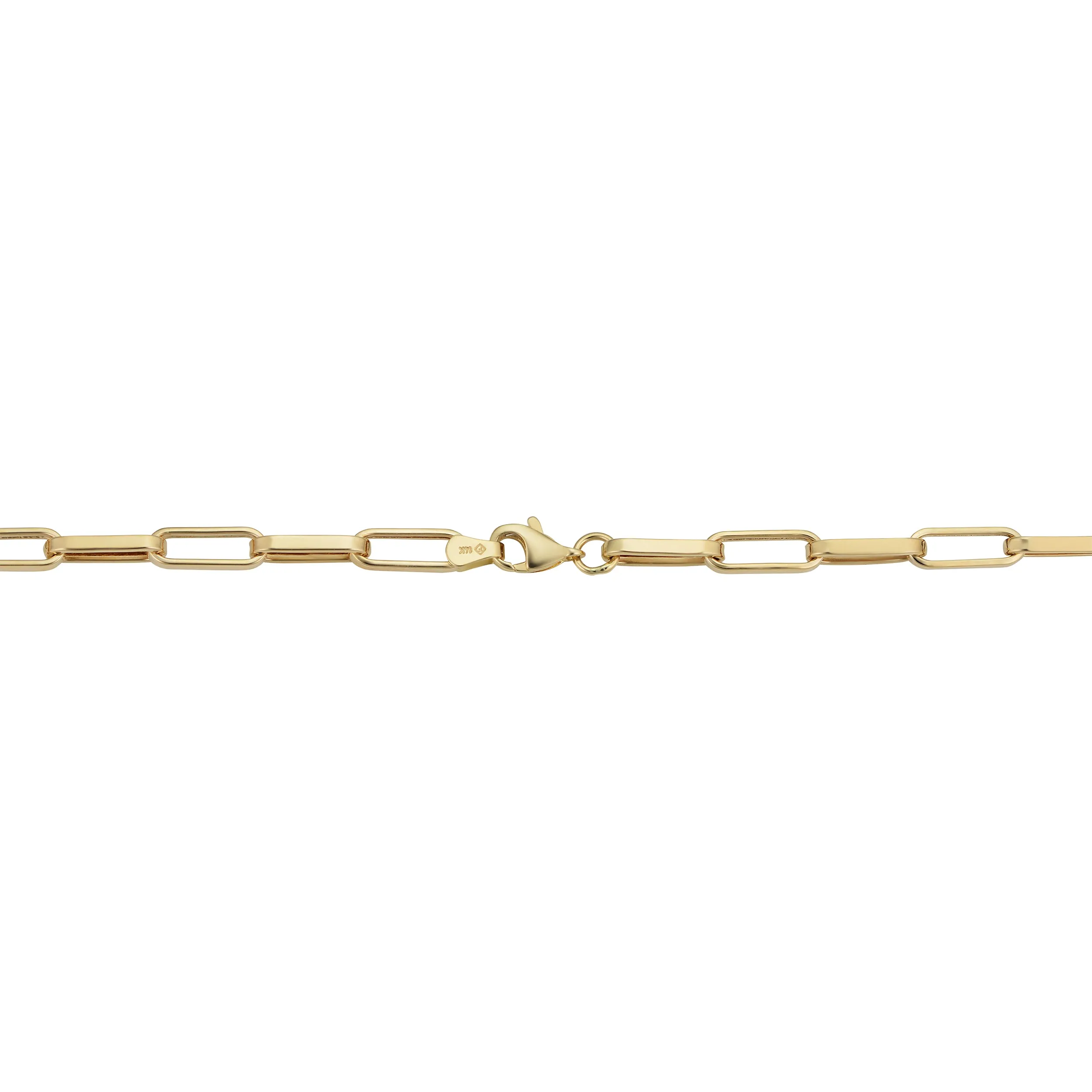 14k Yellow Gold Paperclip Chain Bracelet (4.4 mm, 7.5 inch)