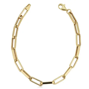14k Yellow Gold Paperclip Chain Bracelet (4.4 mm, 7.5 inch)