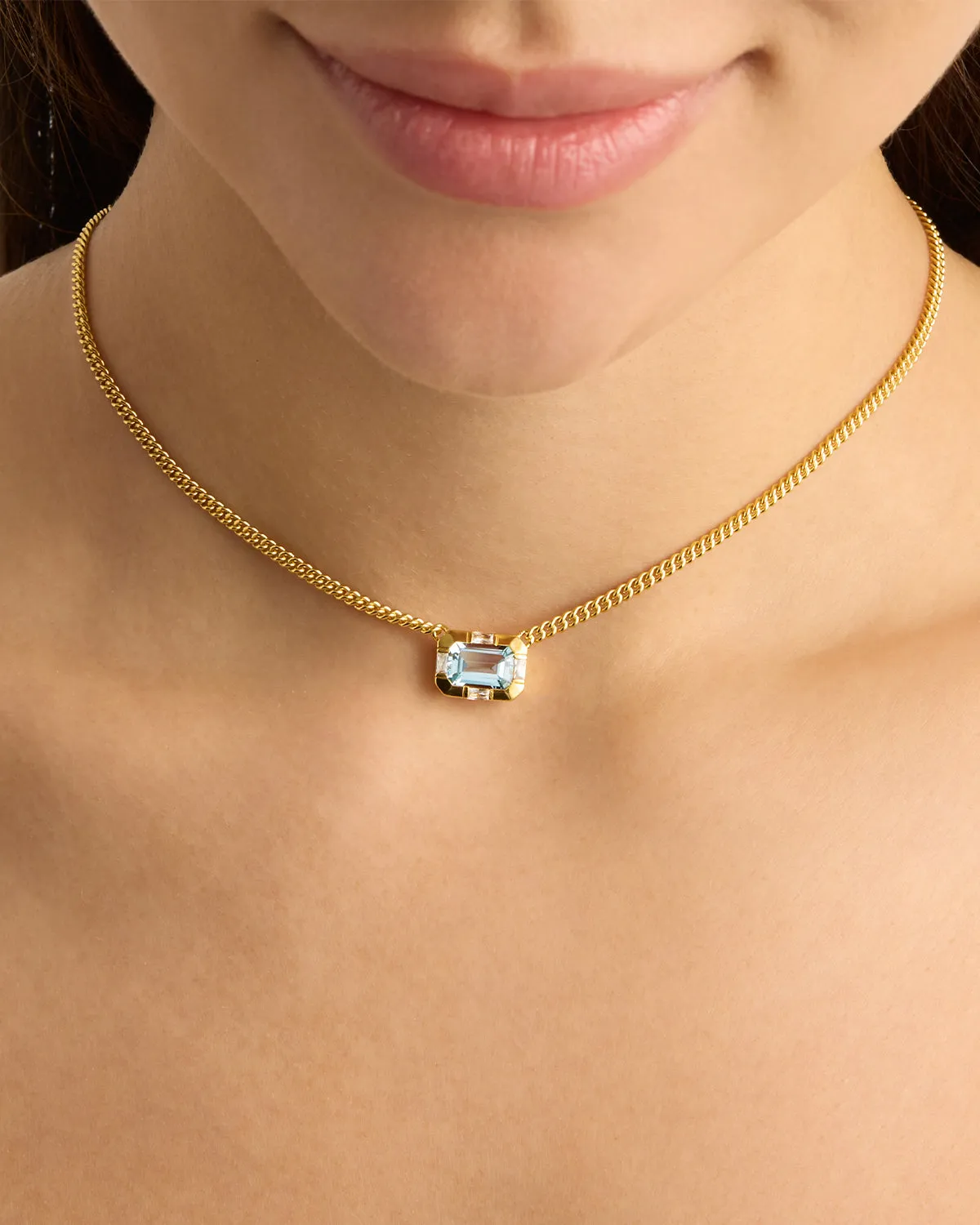18k Gold Vermeil Calm Your Soul Topaz Curb Choker Bycharlotte