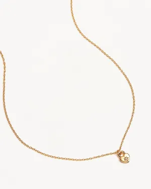 18k Gold Vermeil Crystal Lotus Heart Padlock Necklace Bycharlotte