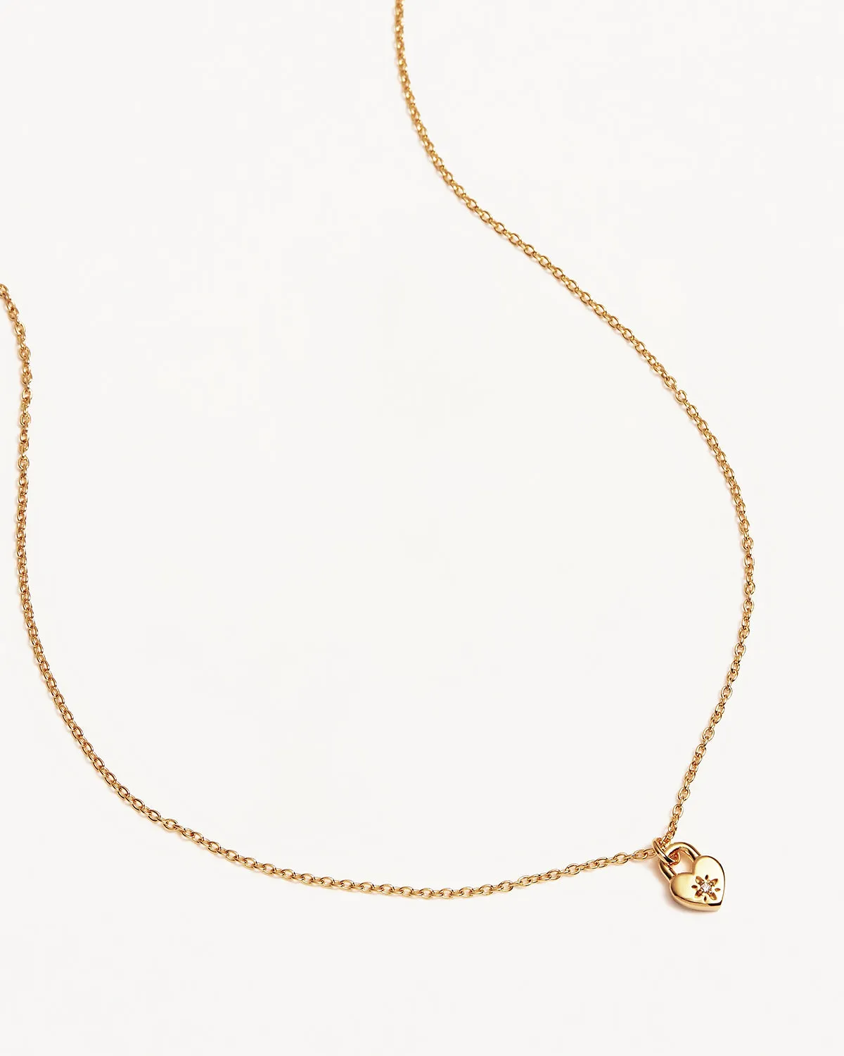 18k Gold Vermeil Crystal Lotus Heart Padlock Necklace Bycharlotte