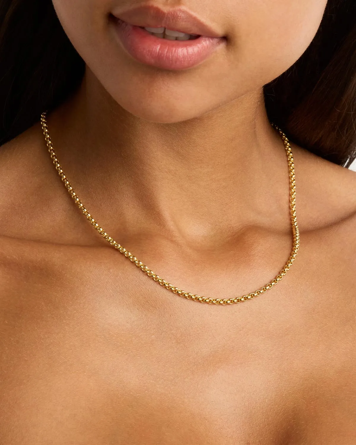 18k Gold Vermeil Gold 18" 3mm Belcher Chain Necklace Bycharlotte