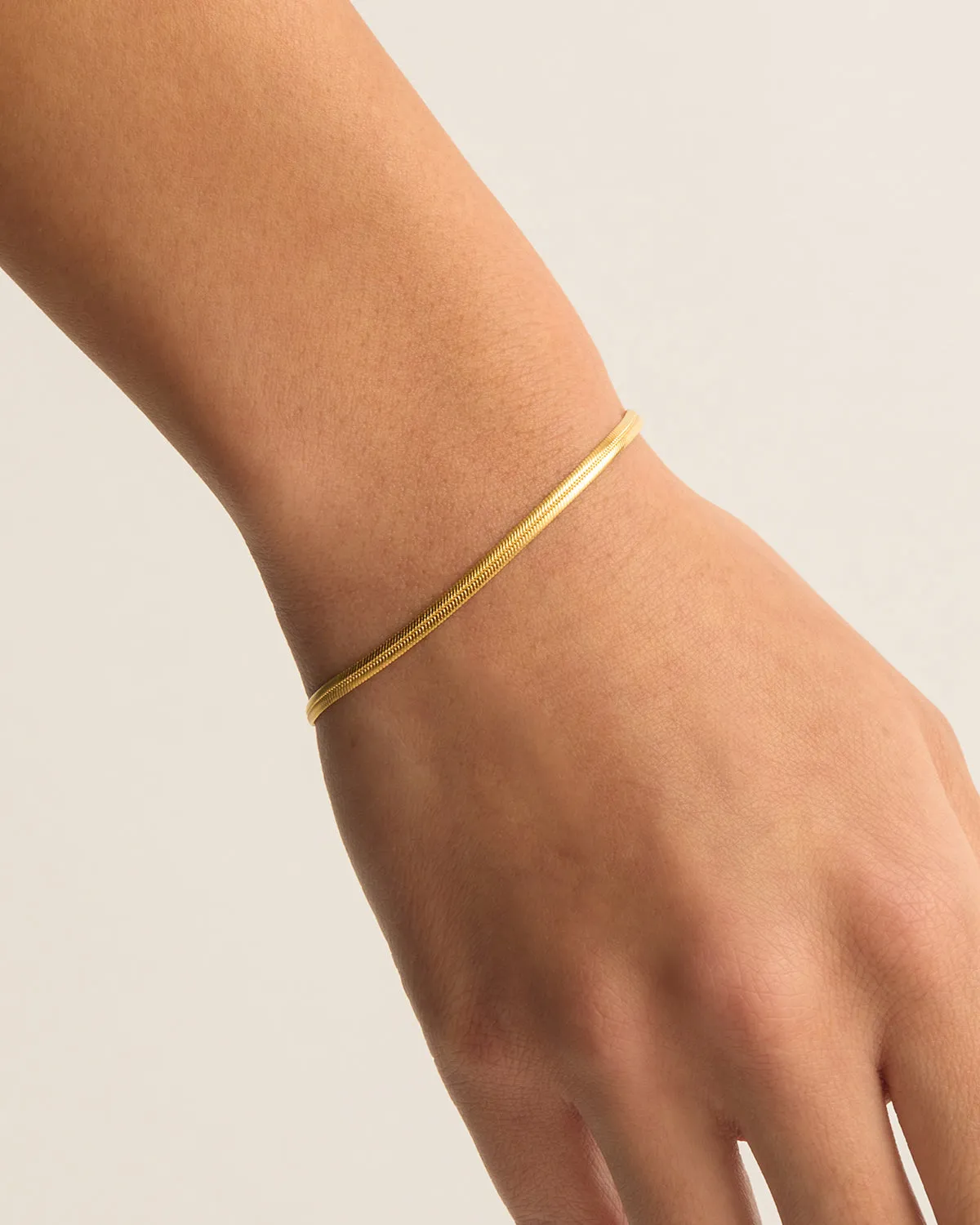 18k Gold Vermeil Herringbone Chain Bracelet Bycharlotte