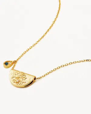18k Gold Vermeil Lotus Birthstone Necklace - December - Blue Topaz Bycharlotte