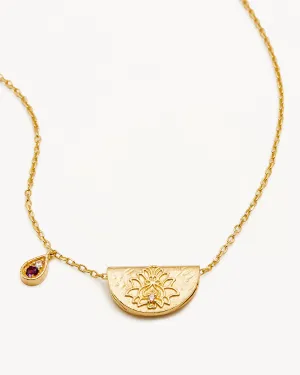 18k Gold Vermeil Lotus Birthstone Necklace - February - Amethyst Bycharlotte