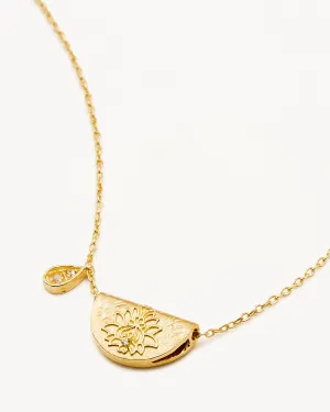 18k Gold Vermeil Lotus Birthstone Necklace - June - Moonstone Bycharlotte