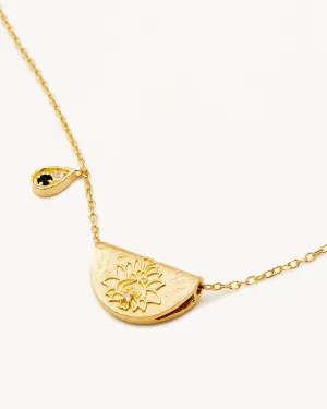 18k Gold Vermeil Lotus Birthstone Necklace - September - Sapphire Bycharlotte