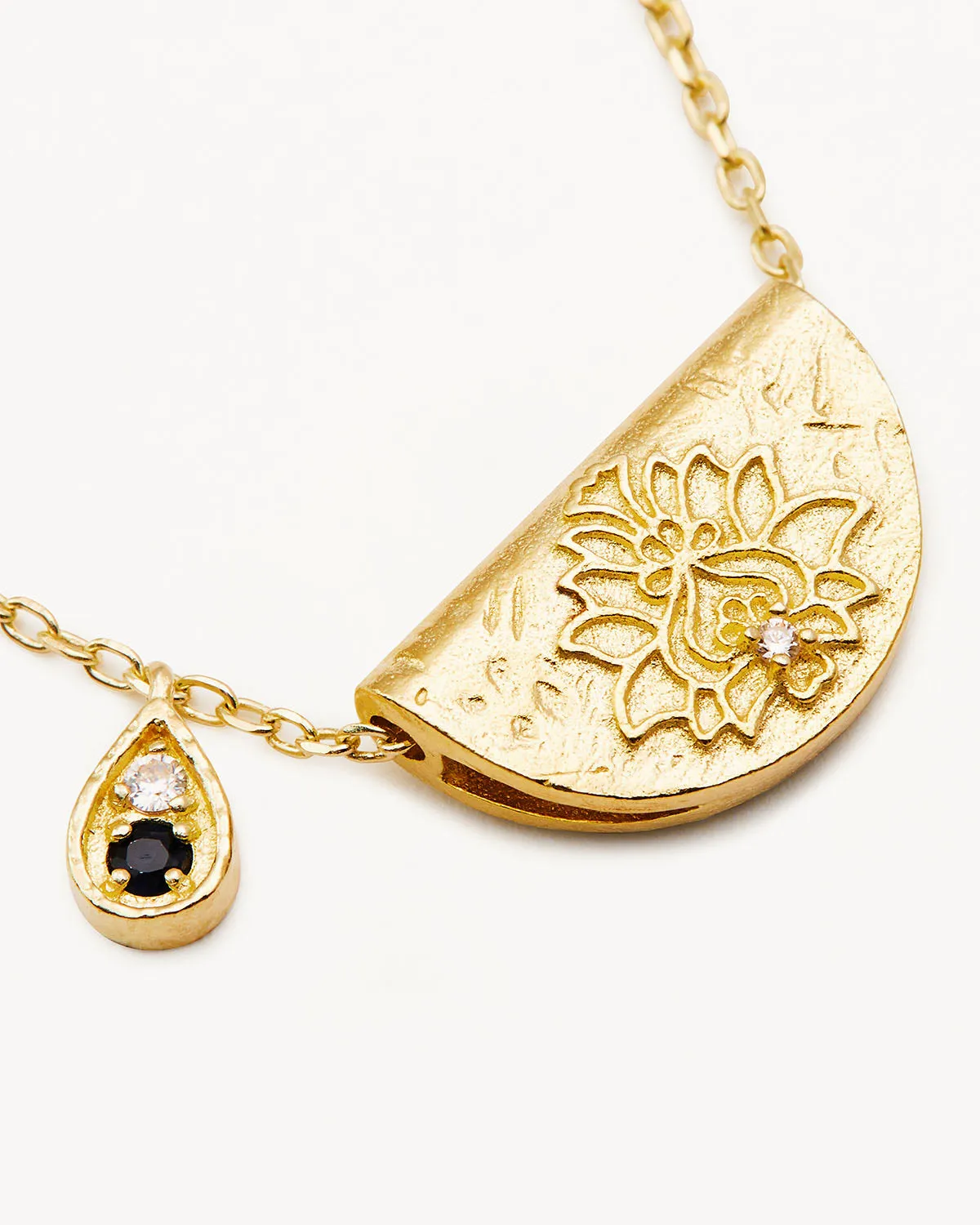 18k Gold Vermeil Lotus Birthstone Necklace - September - Sapphire Bycharlotte