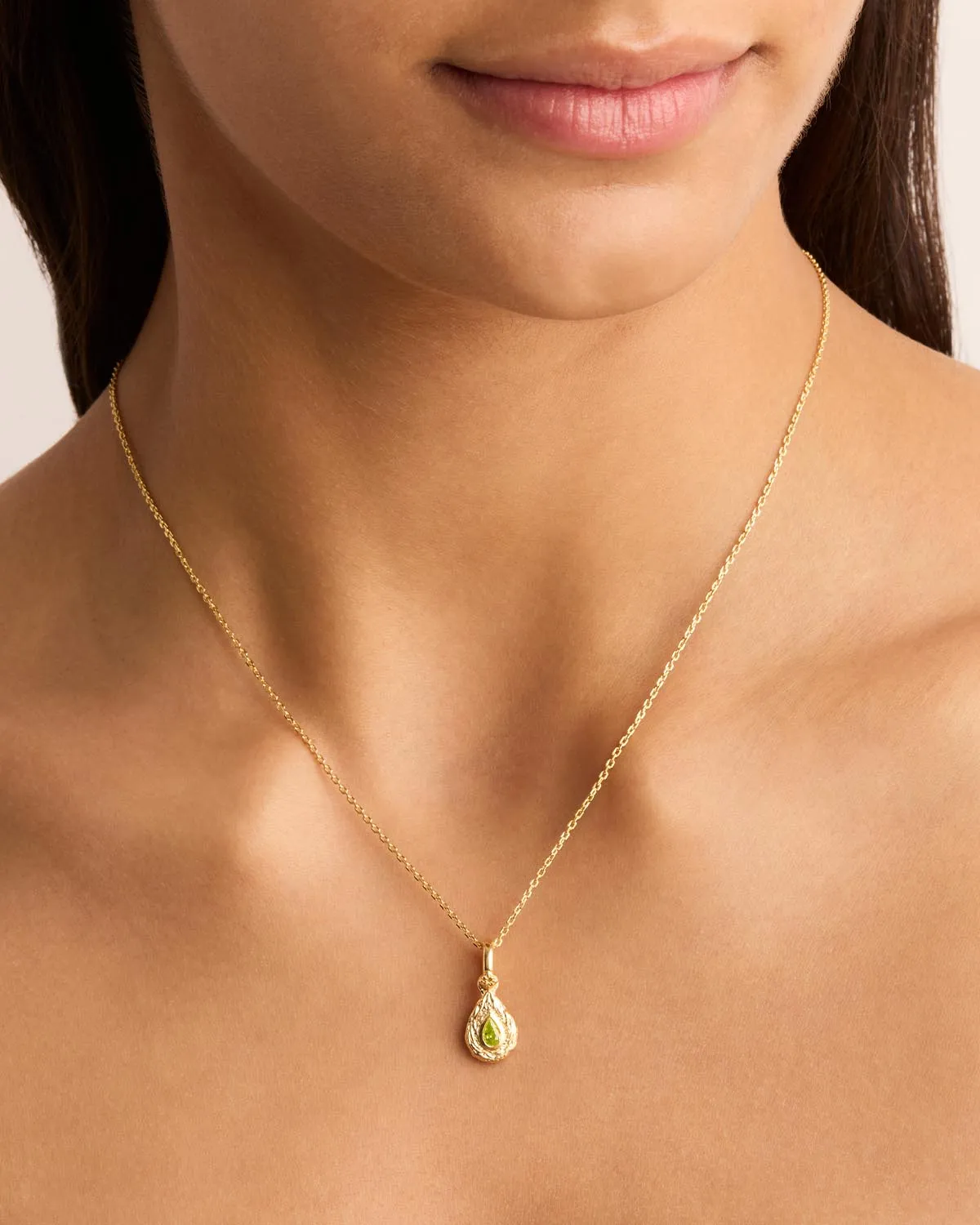 18k Gold Vermeil With Love Birthstone Annex Link Pendant - August Bycharlotte