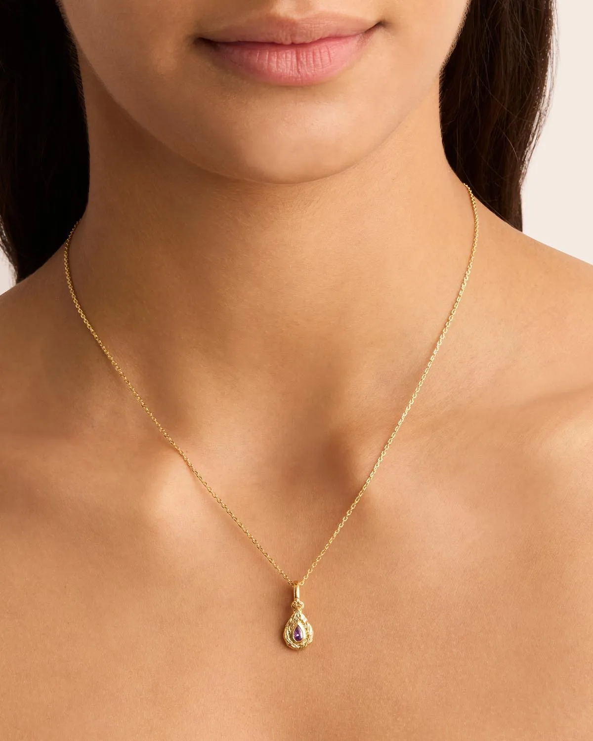 18k Gold Vermeil With Love Birthstone Annex Link Pendant - February Bycharlotte