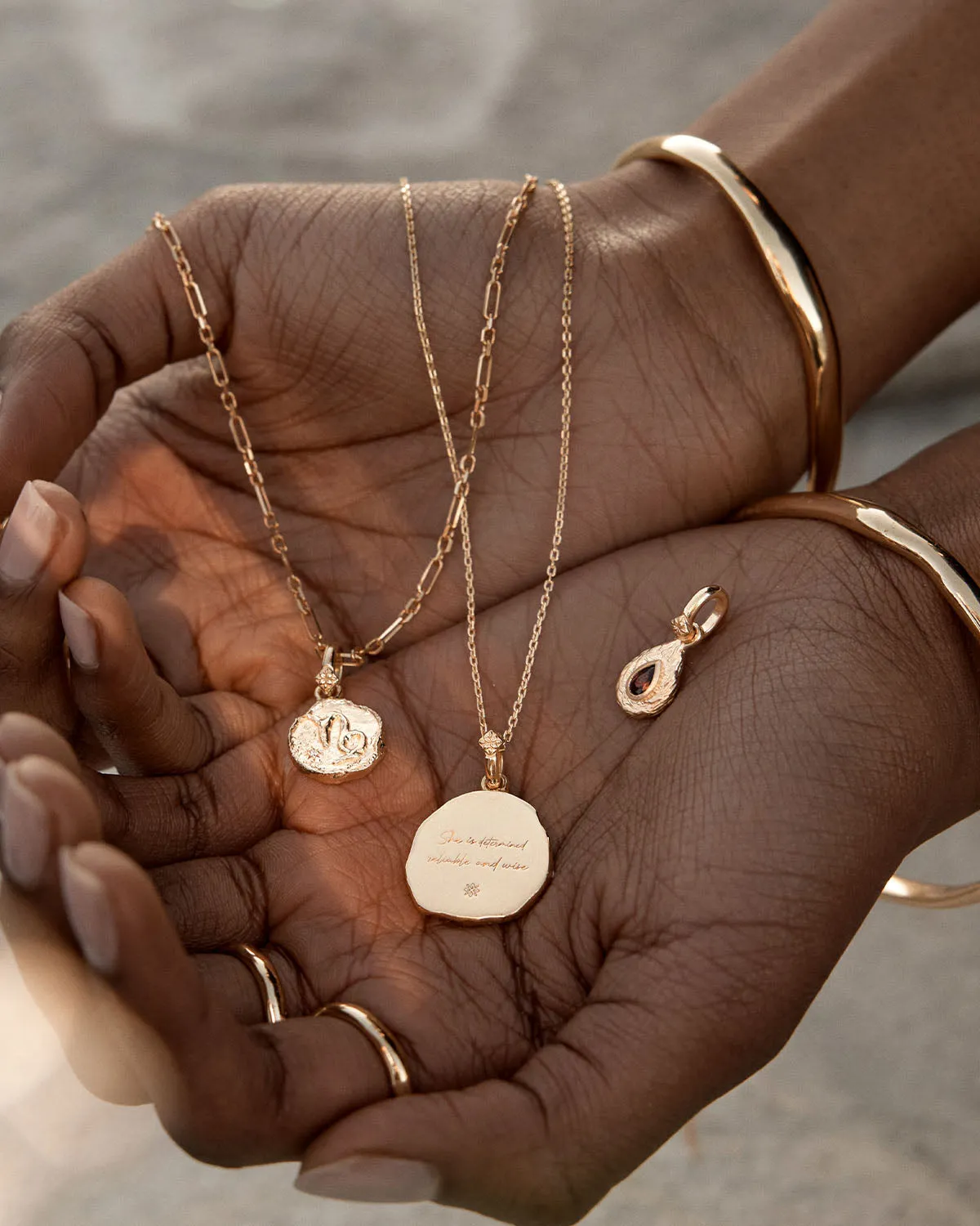18k Gold Vermeil With Love Birthstone Annex Link Pendant - January Bycharlotte