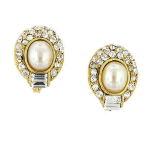 1928 Bridal Faux Pearl Crystal Oval Earrings 1928 Jewelry