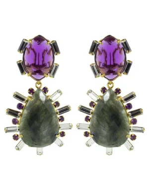 2-in-1 Amethyst, Green Amethyst, and Lemon Quartz Earrings